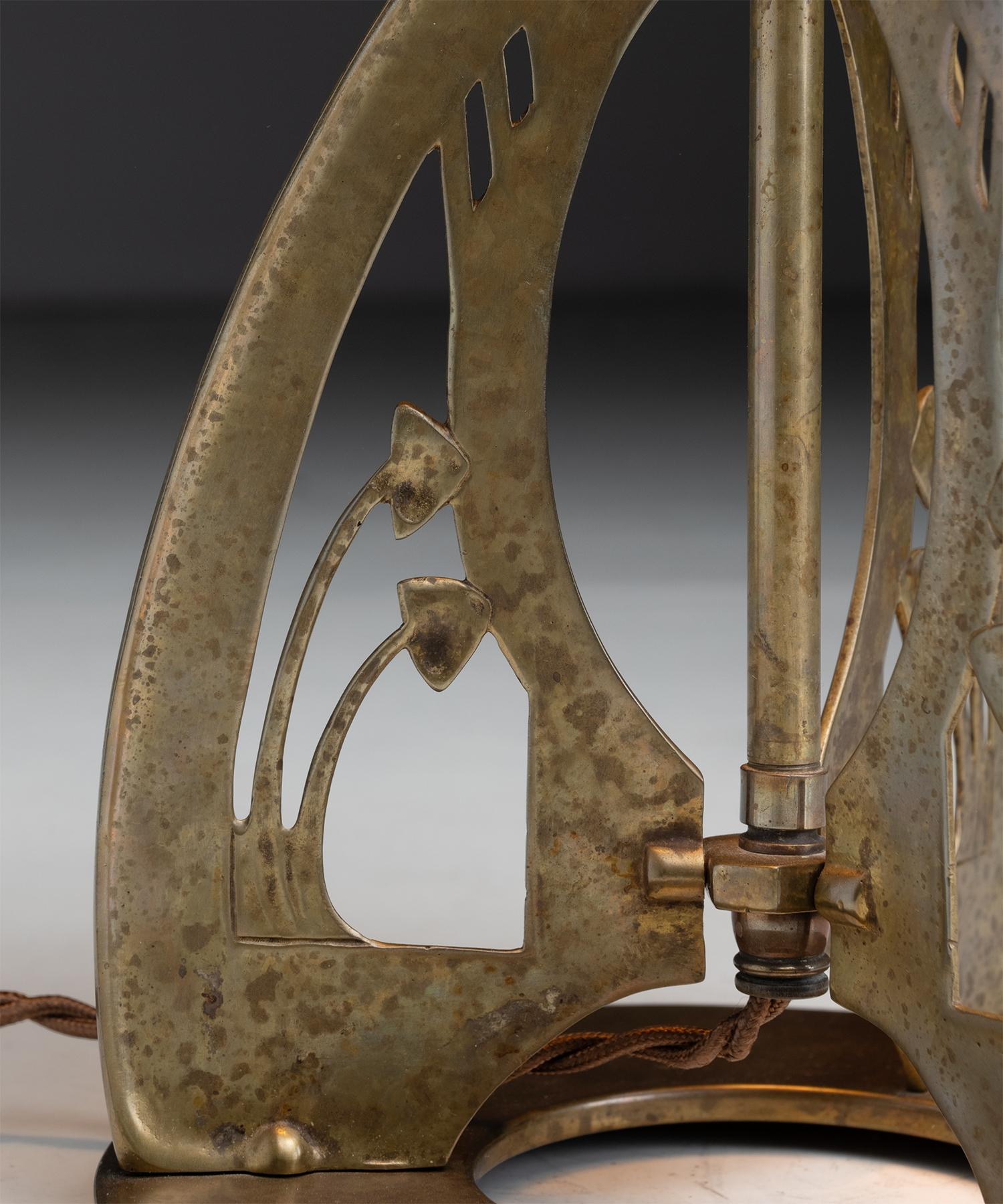 Gilt Metal & Chunk Glass Table Lamp, Austria circa 1915 3