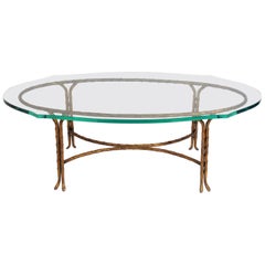 Gilt Metal Coffee Table Attributed to Maison Baguès