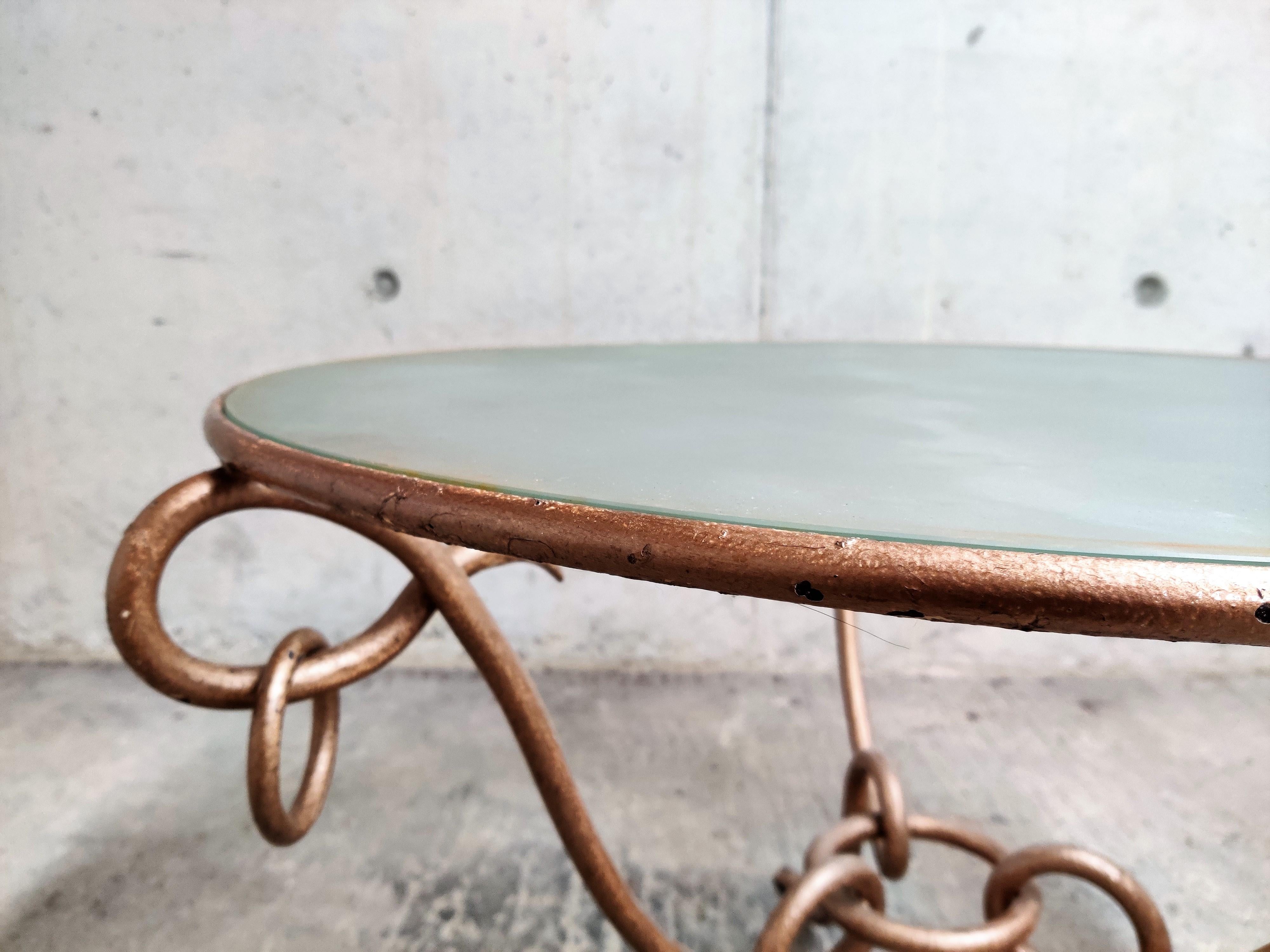 Gilt Metal Coffee Table by Rene Drouet, 1940s In Good Condition In HEVERLEE, BE