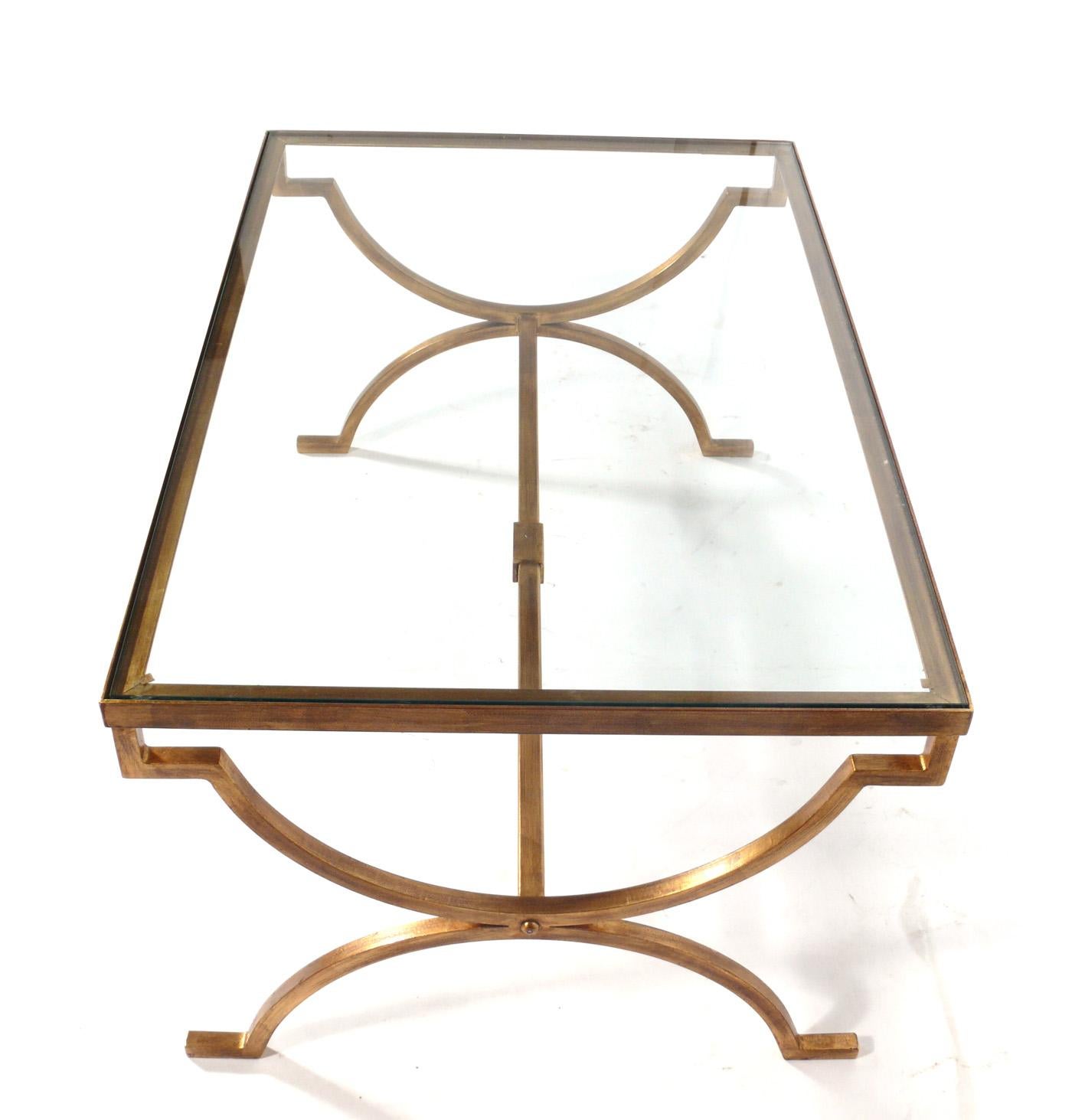 Art Deco Gilt Metal Coffee Table For Sale