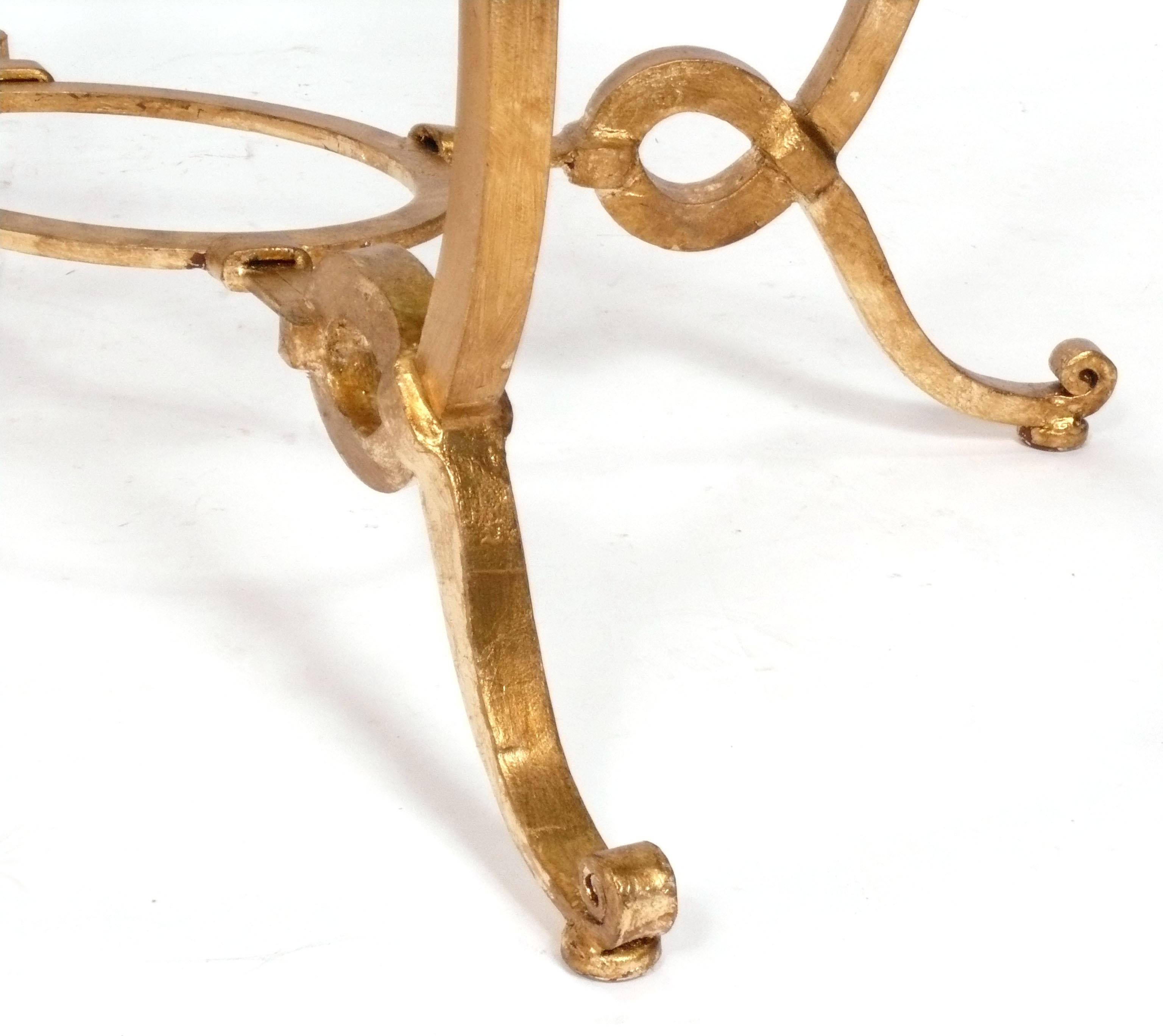 Gilt Metal Coffee Table in the Manner of René Drouet In Good Condition For Sale In Atlanta, GA