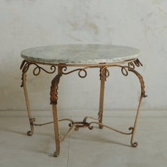 Gilt Metal Coffee Table With Marble Top, France 1970s