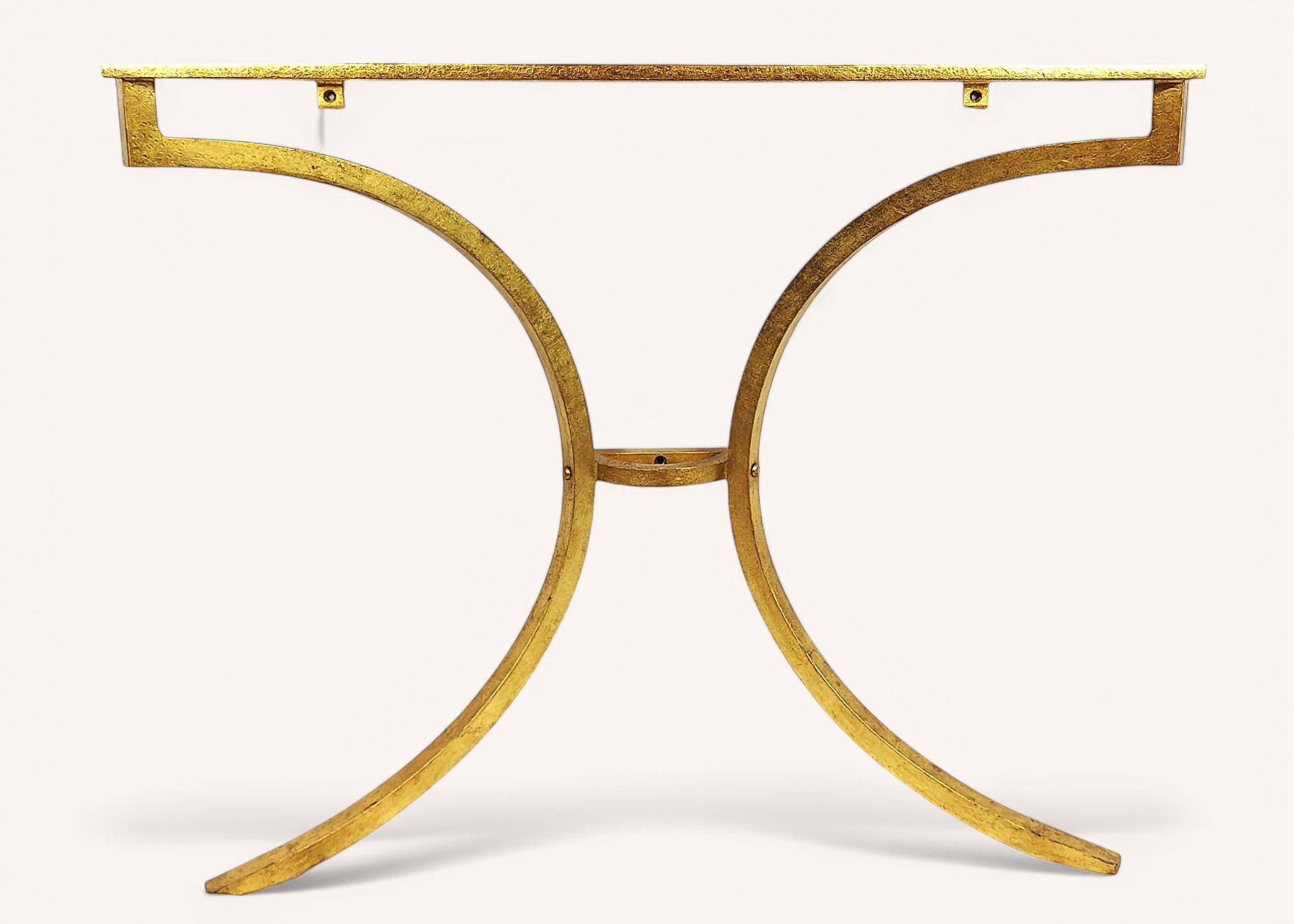 Mid-Century moderno Console in metallo dorato di Robert Thibier (1926-2001) in vendita