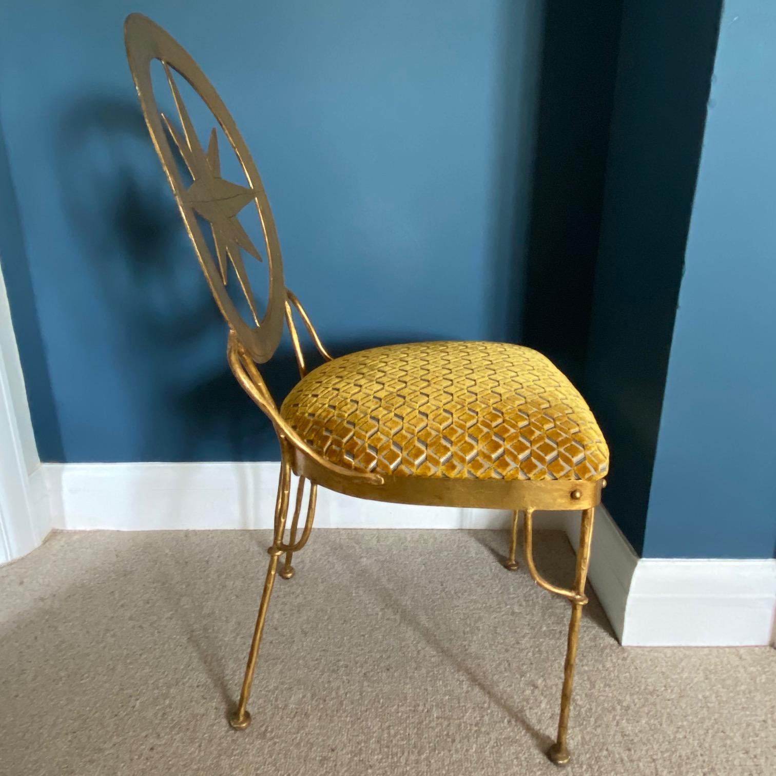 20th Century Gilt Metal Designer Chair in Jane Churchill Fabric For Sale