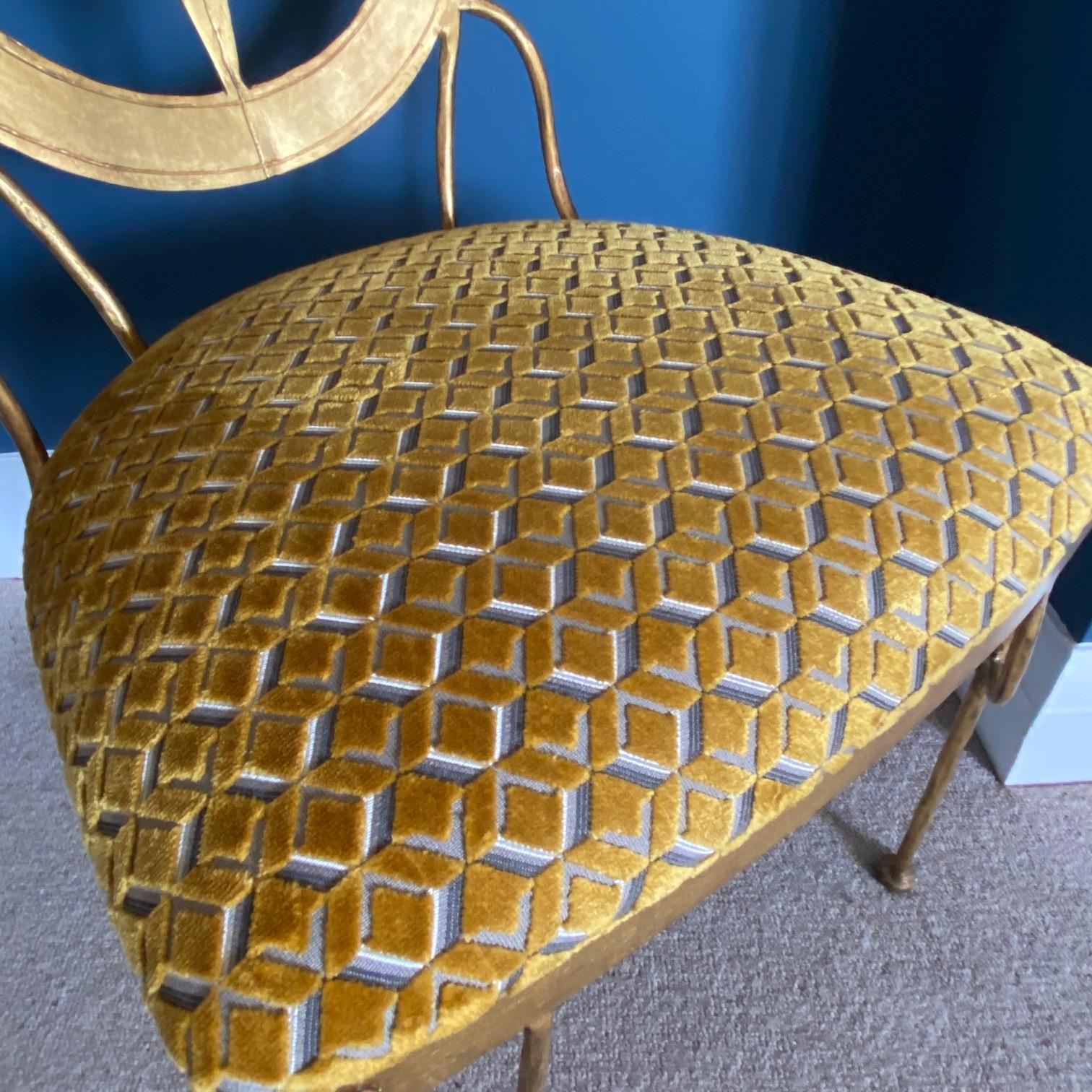 Gilt Metal Designer Chair in Jane Churchill Fabric For Sale 1
