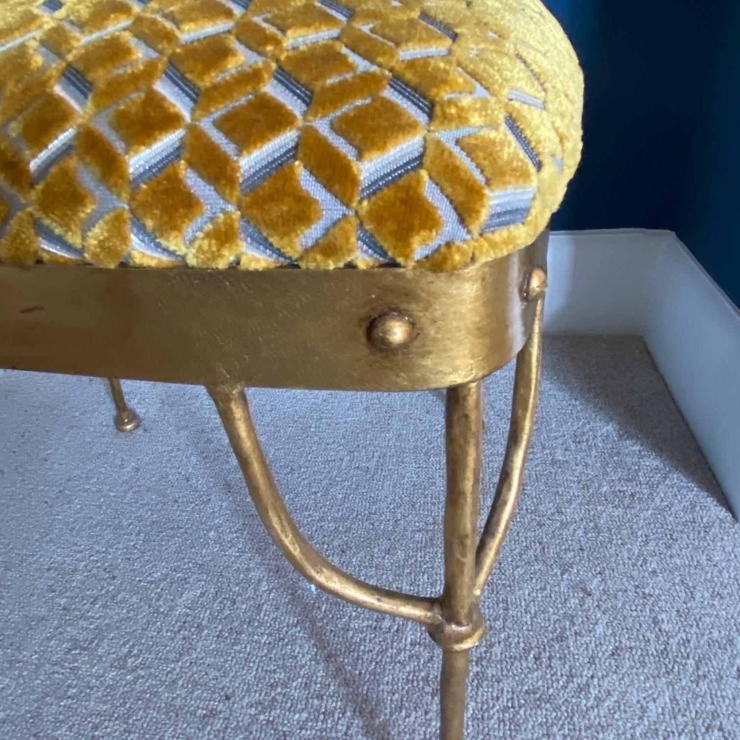 Gilt Metal Designer Chair in Jane Churchill Fabric For Sale 2