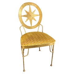 Gilt Metal Designer Chair in Jane Churchill Fabric