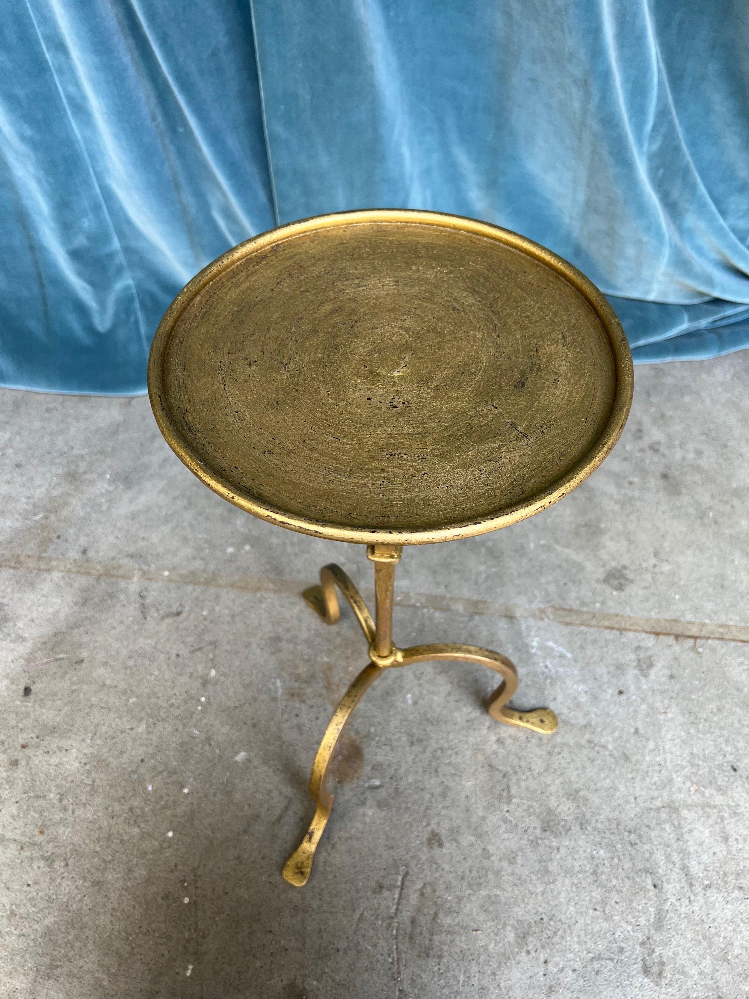 Gilt Metal Drinks Table on a Tripod Base 4