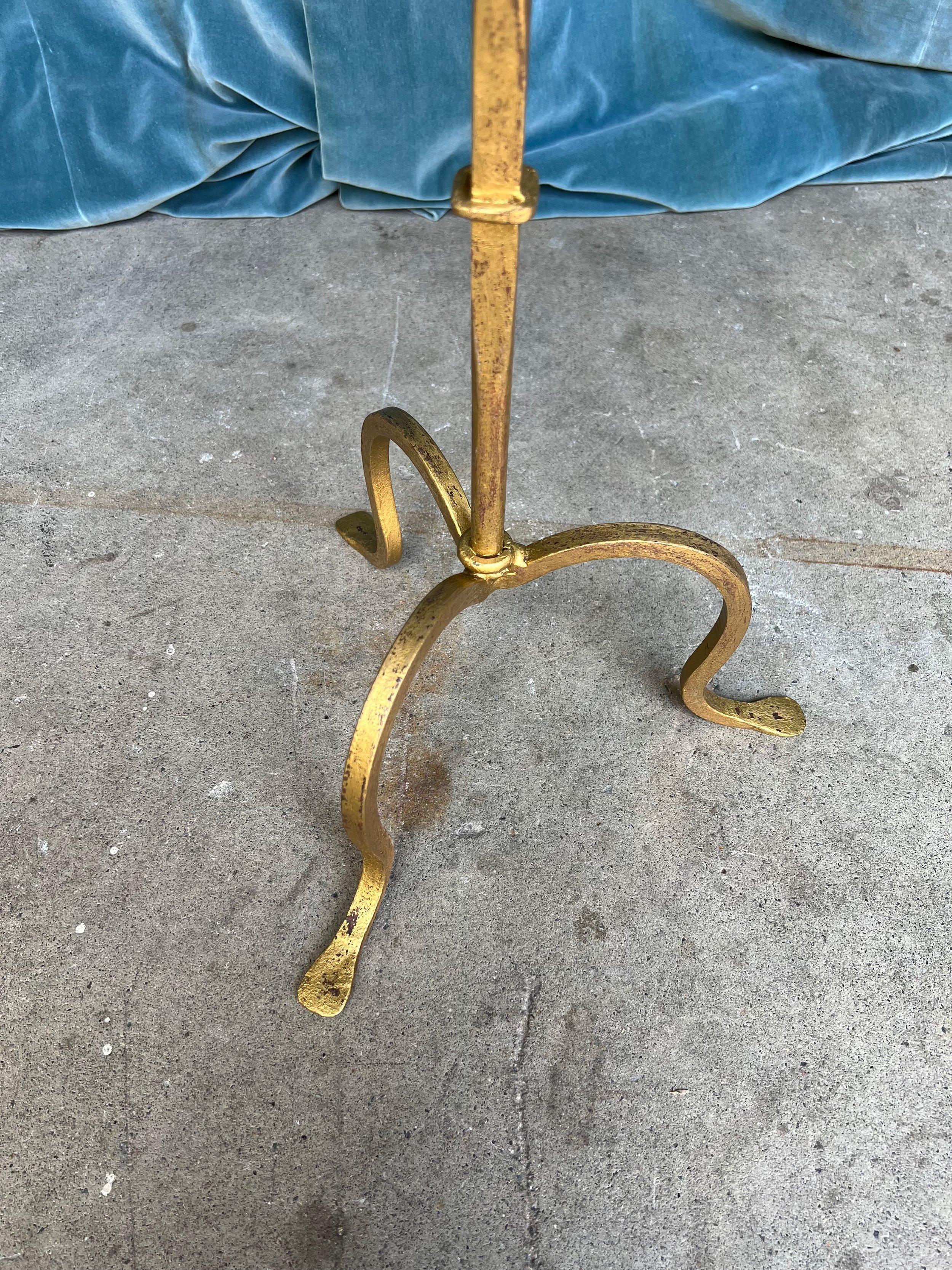 Mid-20th Century Gilt Metal Drinks Table on a Tripod Base
