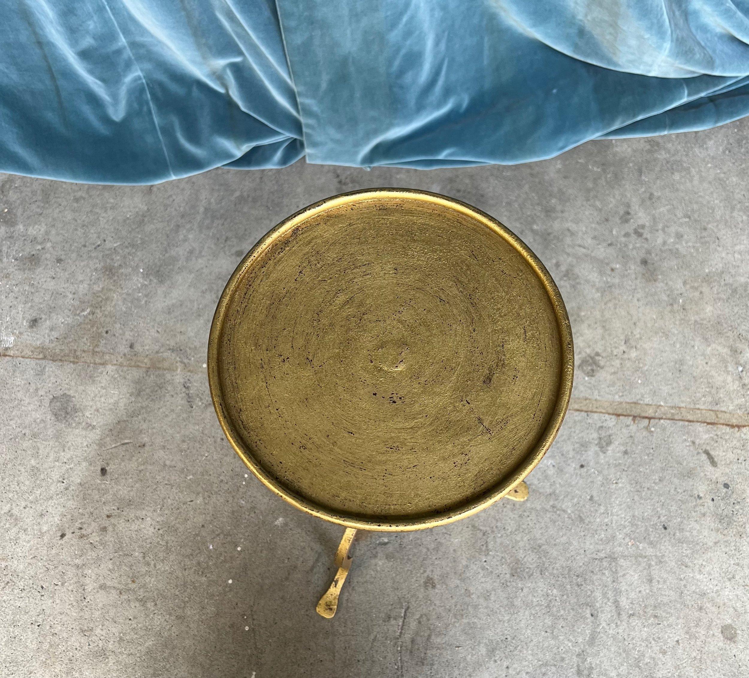 Gilt Metal Drinks Table on a Tripod Base 2