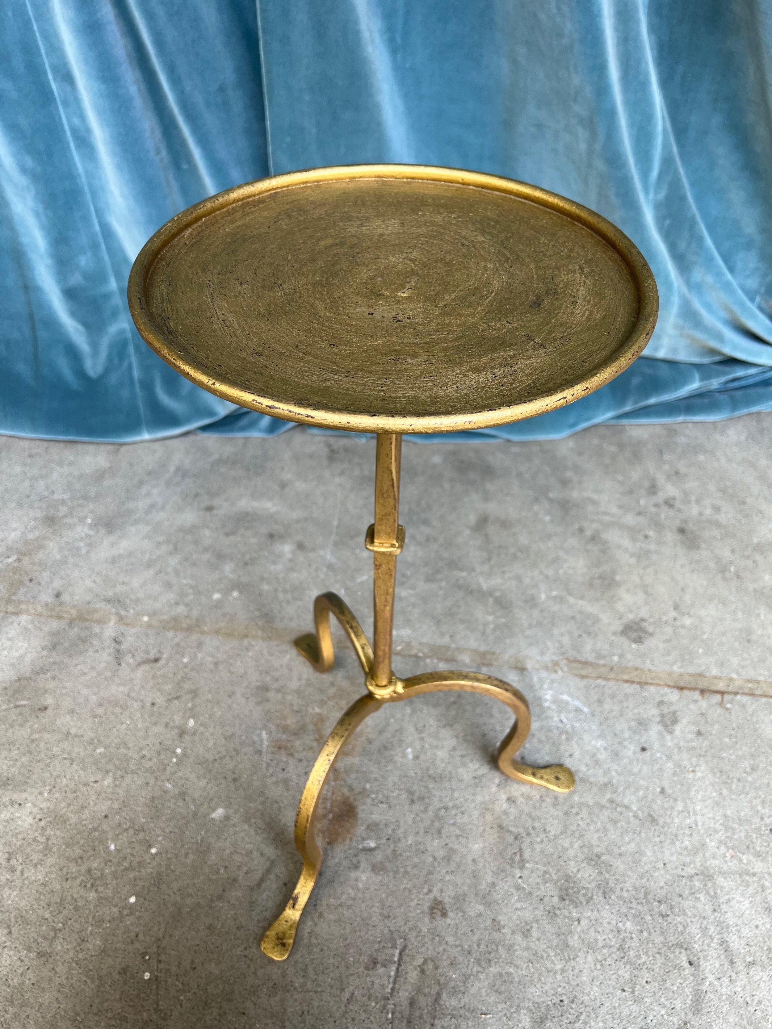 Gilt Metal Drinks Table on a Tripod Base 3