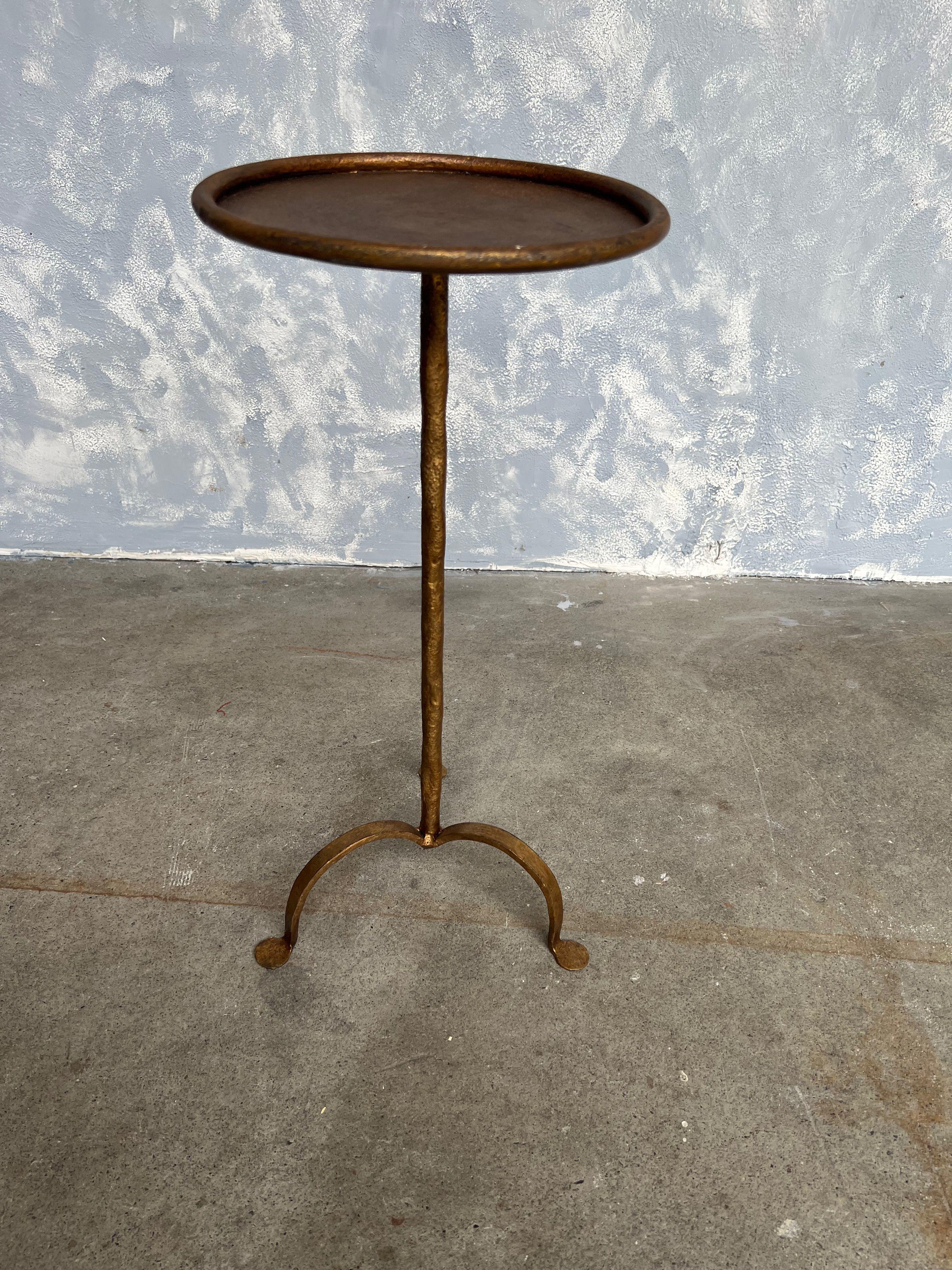 Gilt Metal Drinks Table with a Hand Forged Stem 4