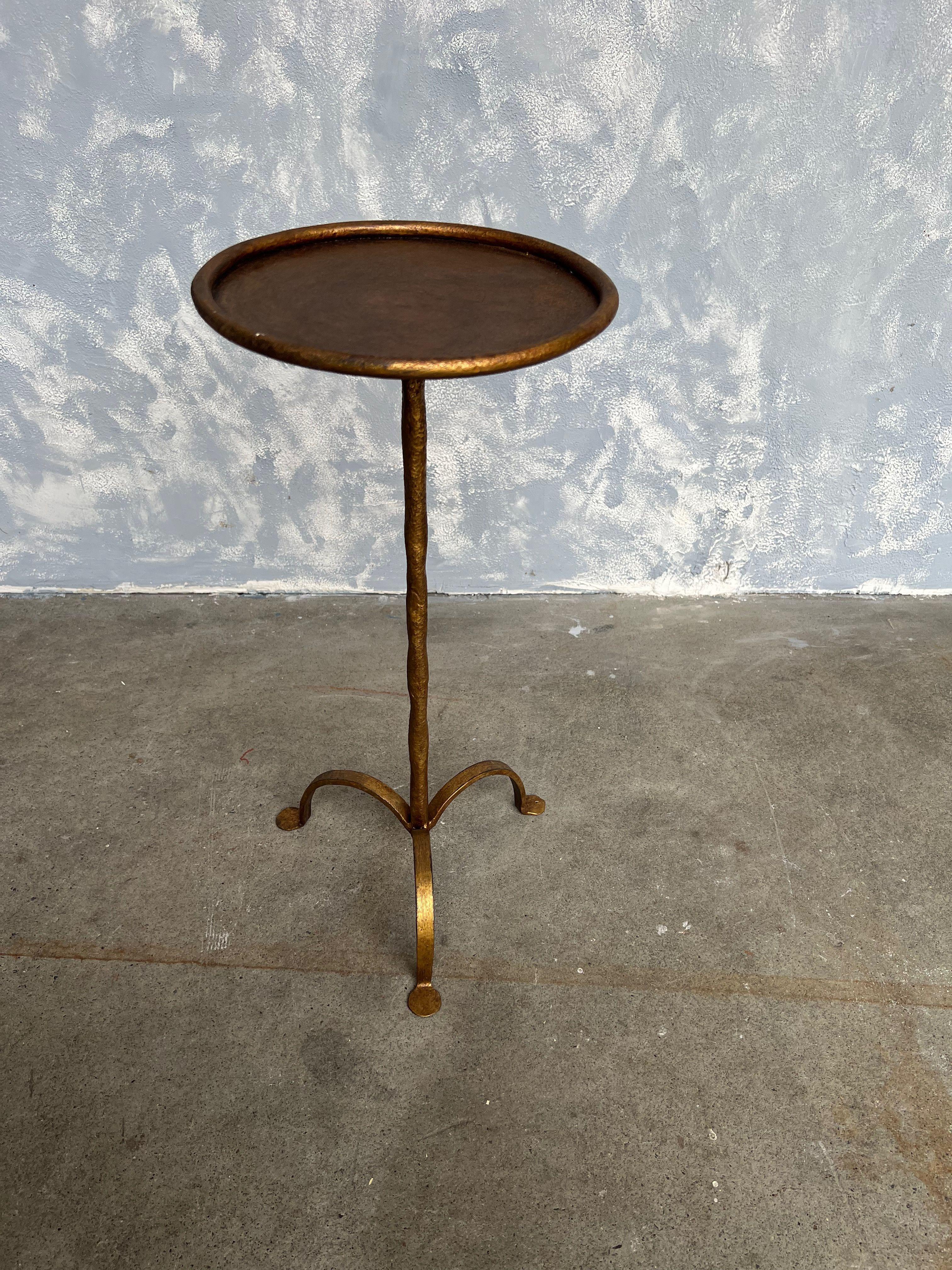 Spanish Gilt Metal Drinks Table with a Hand Forged Stem