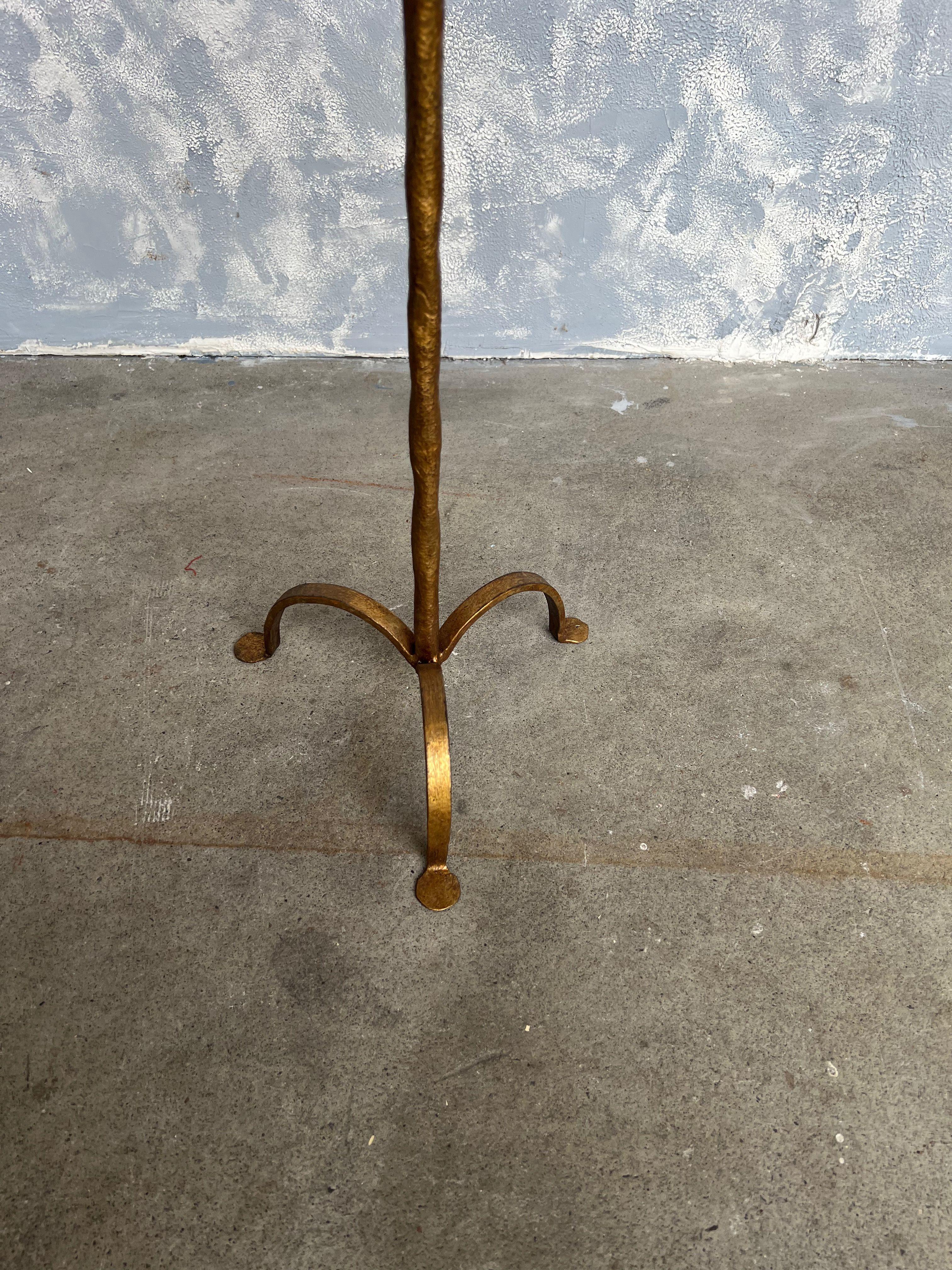 Mid-20th Century Gilt Metal Drinks Table with a Hand Forged Stem