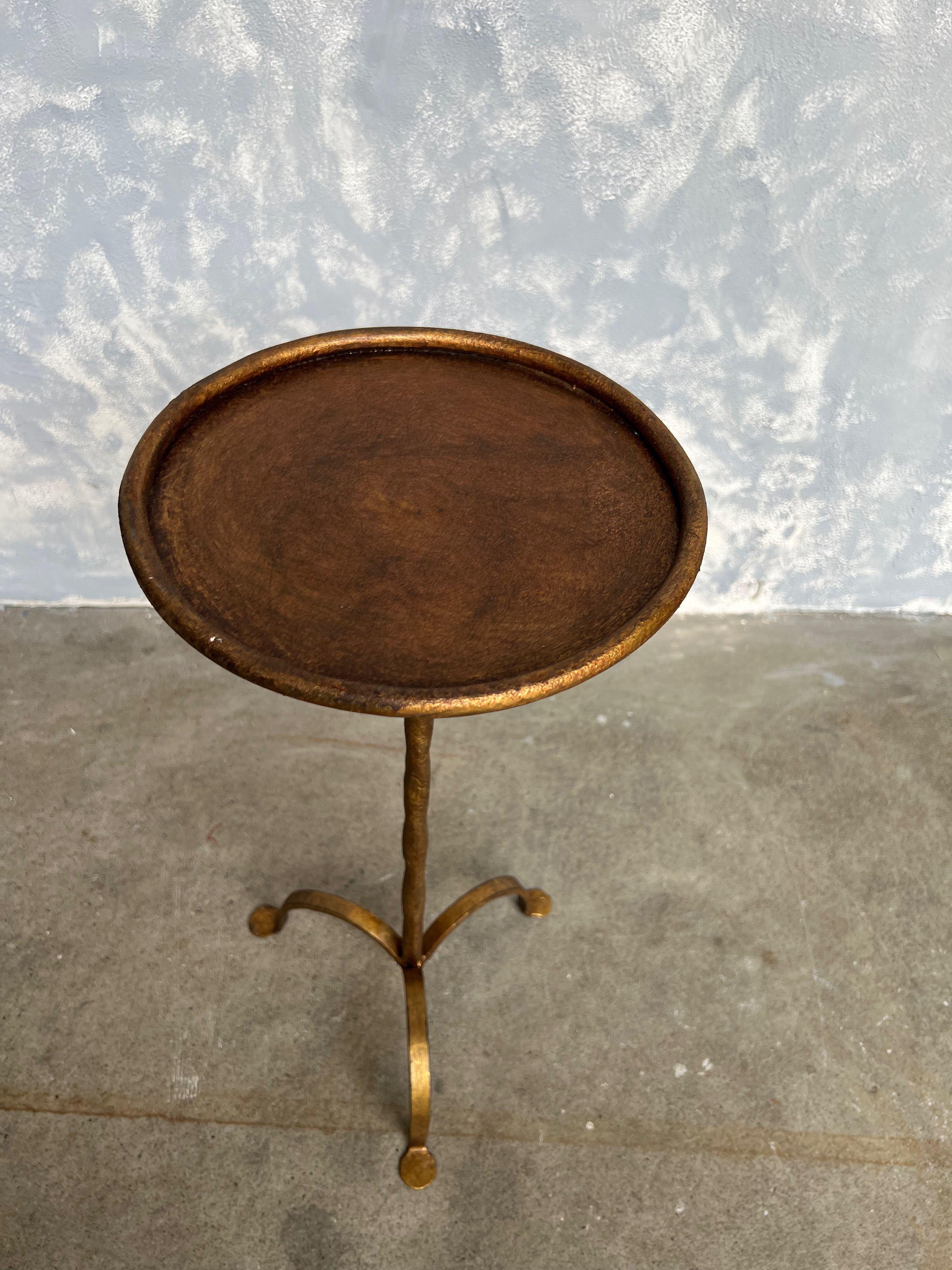 Gilt Metal Drinks Table with a Hand Forged Stem 1