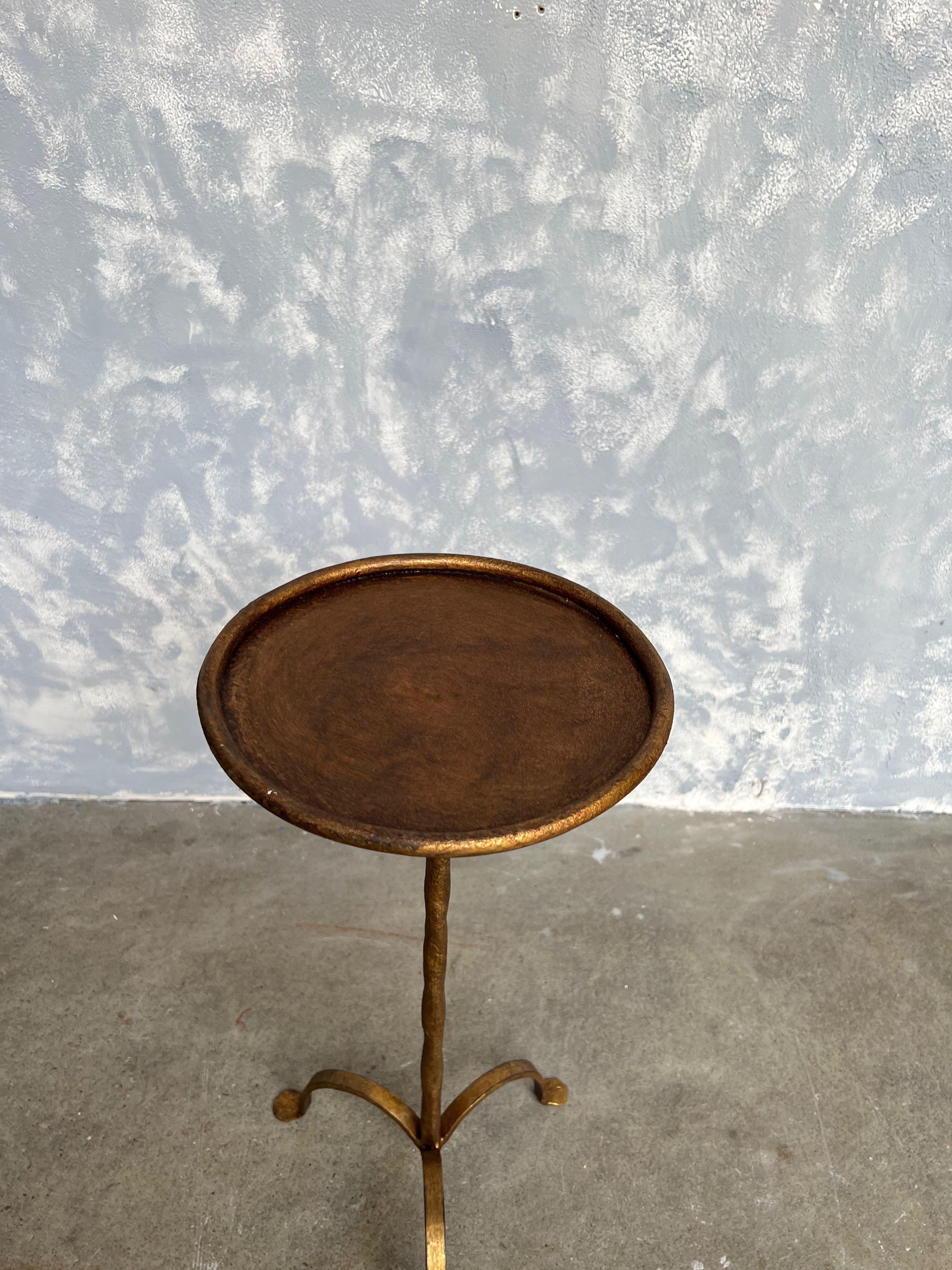 Gilt Metal Drinks Table with a Hand Forged Stem 2