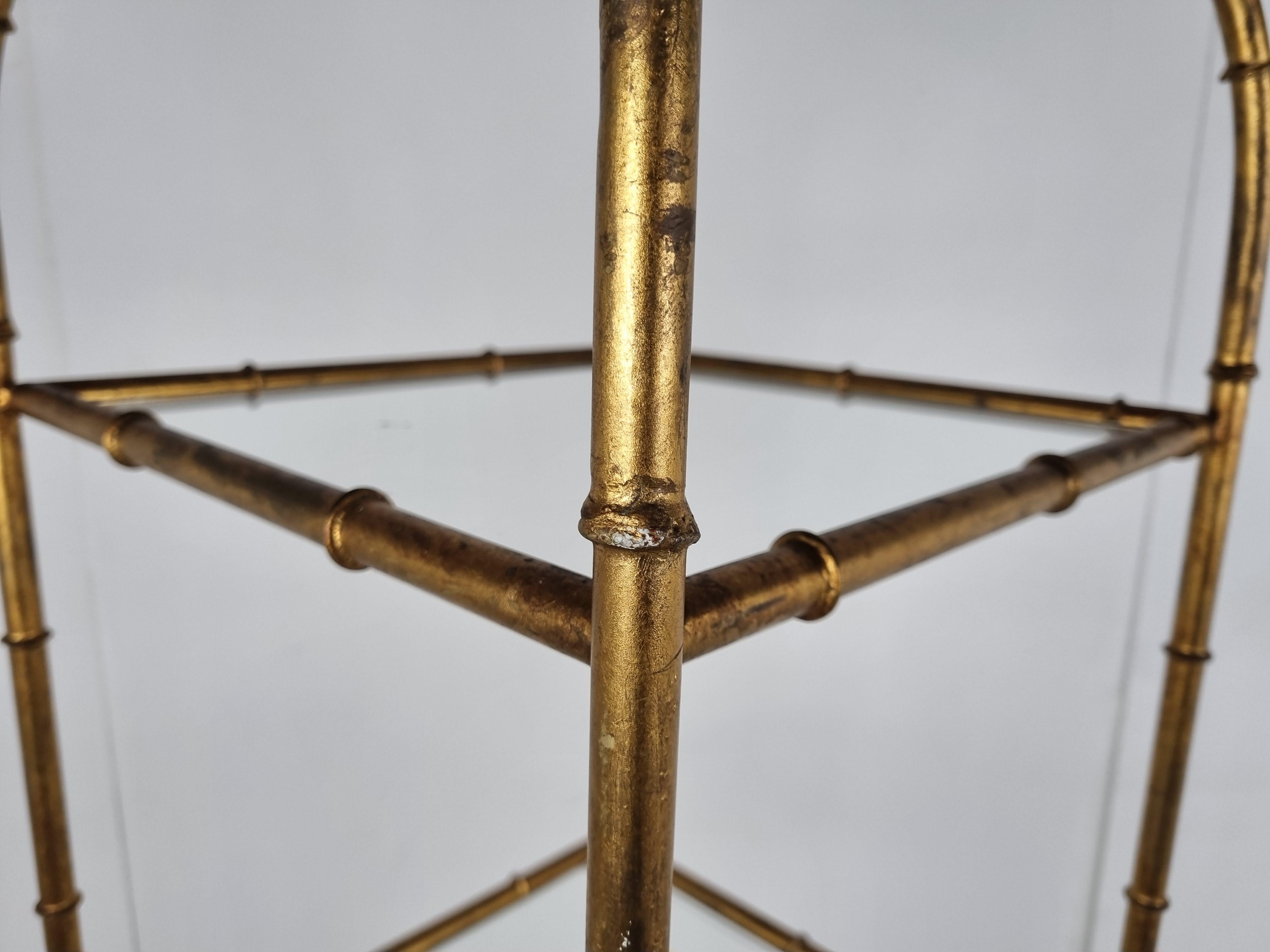 Gilt Metal Faux Bamboo Etagere, 1960s 5