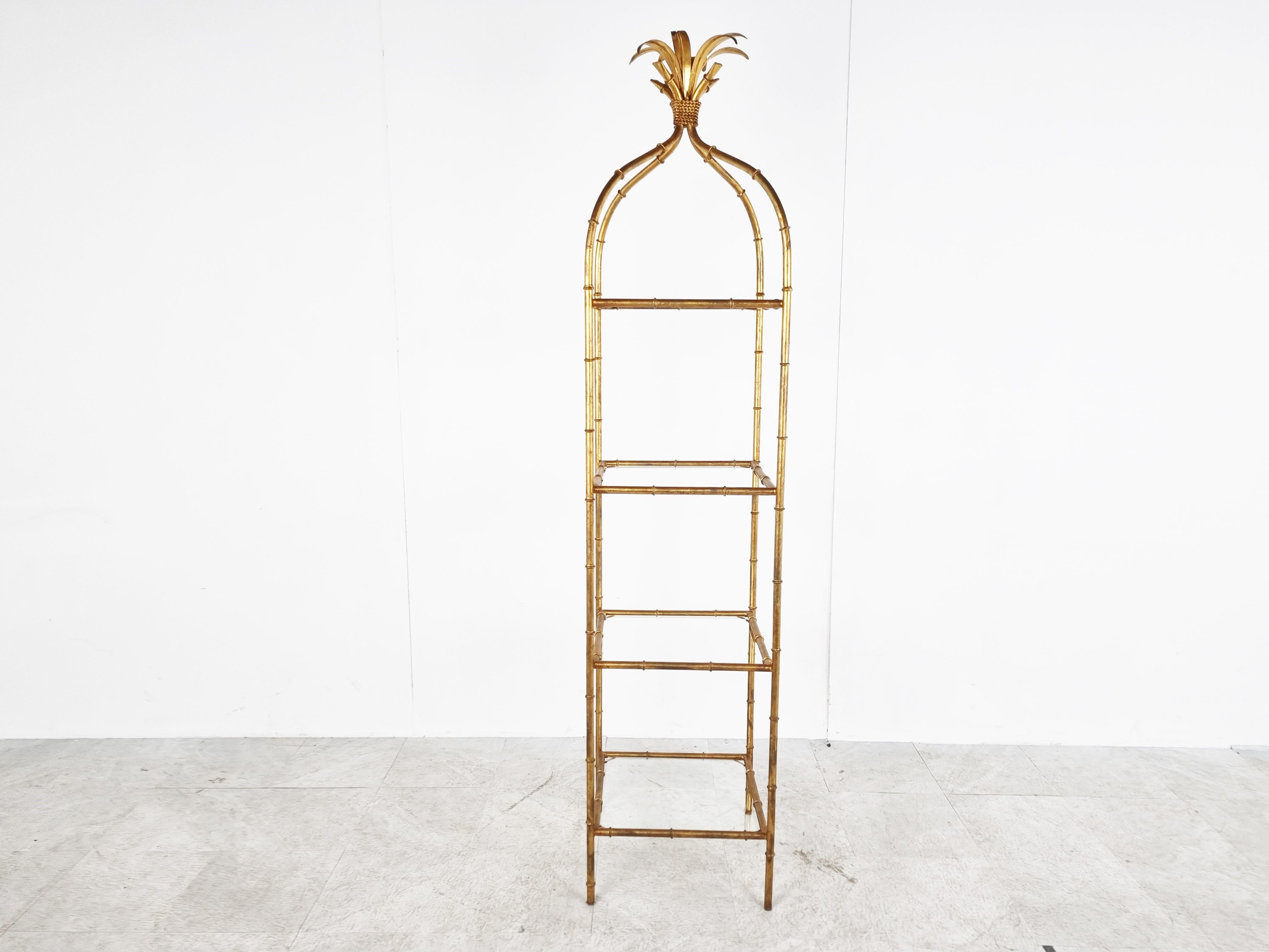 Hollywood Regency Gilt Metal Faux Bamboo Etagere, 1960s