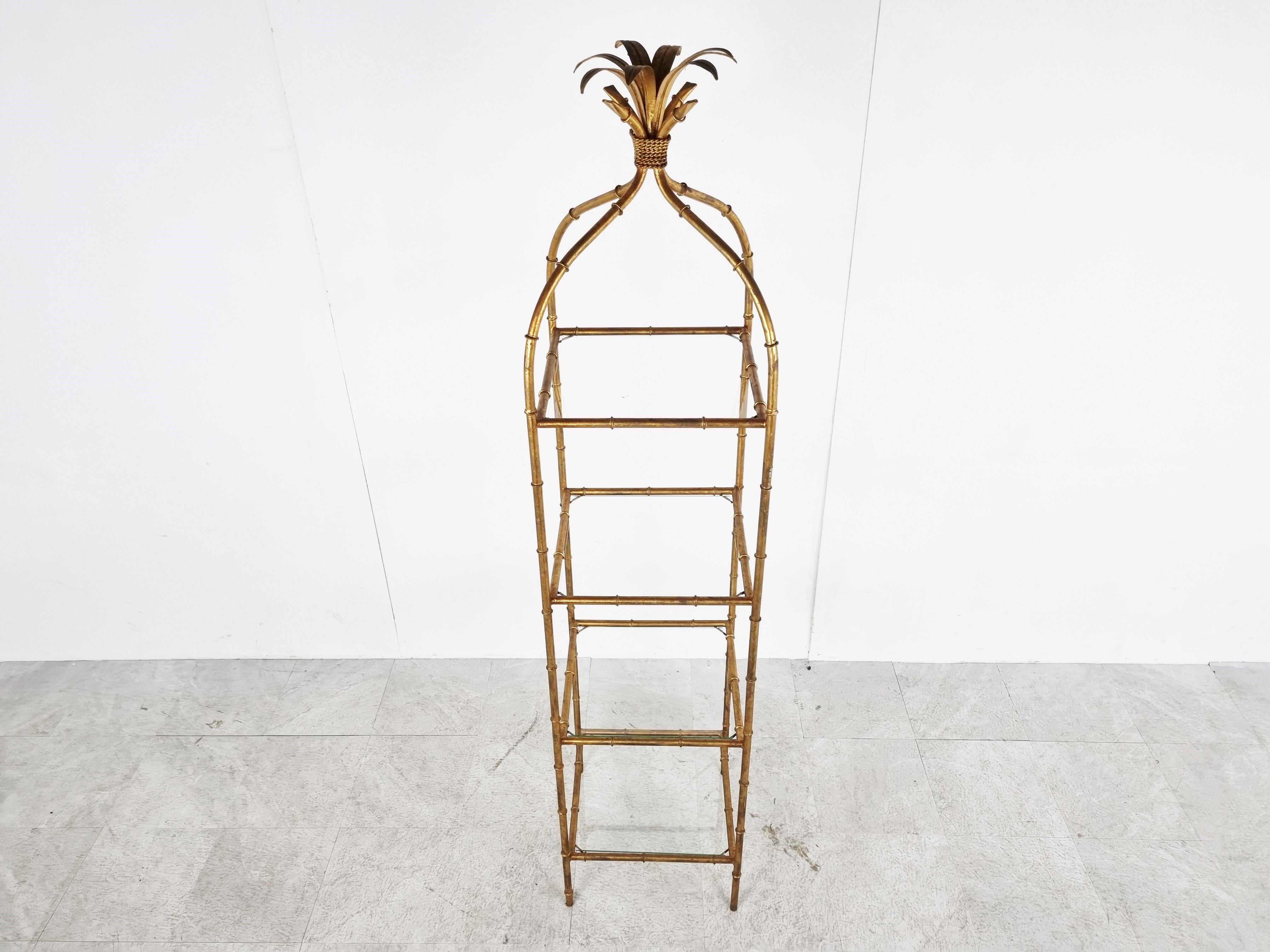 Gilt Metal Faux Bamboo Etagere, 1960s 1