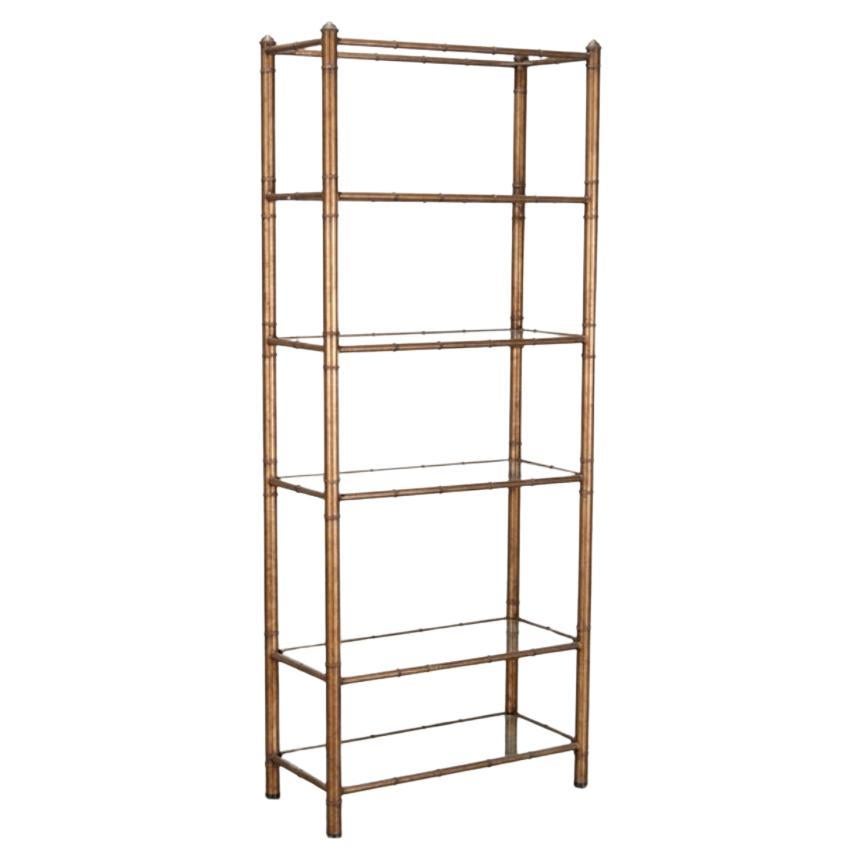 Gilt metal Faux Bamboo Etagere Shelves