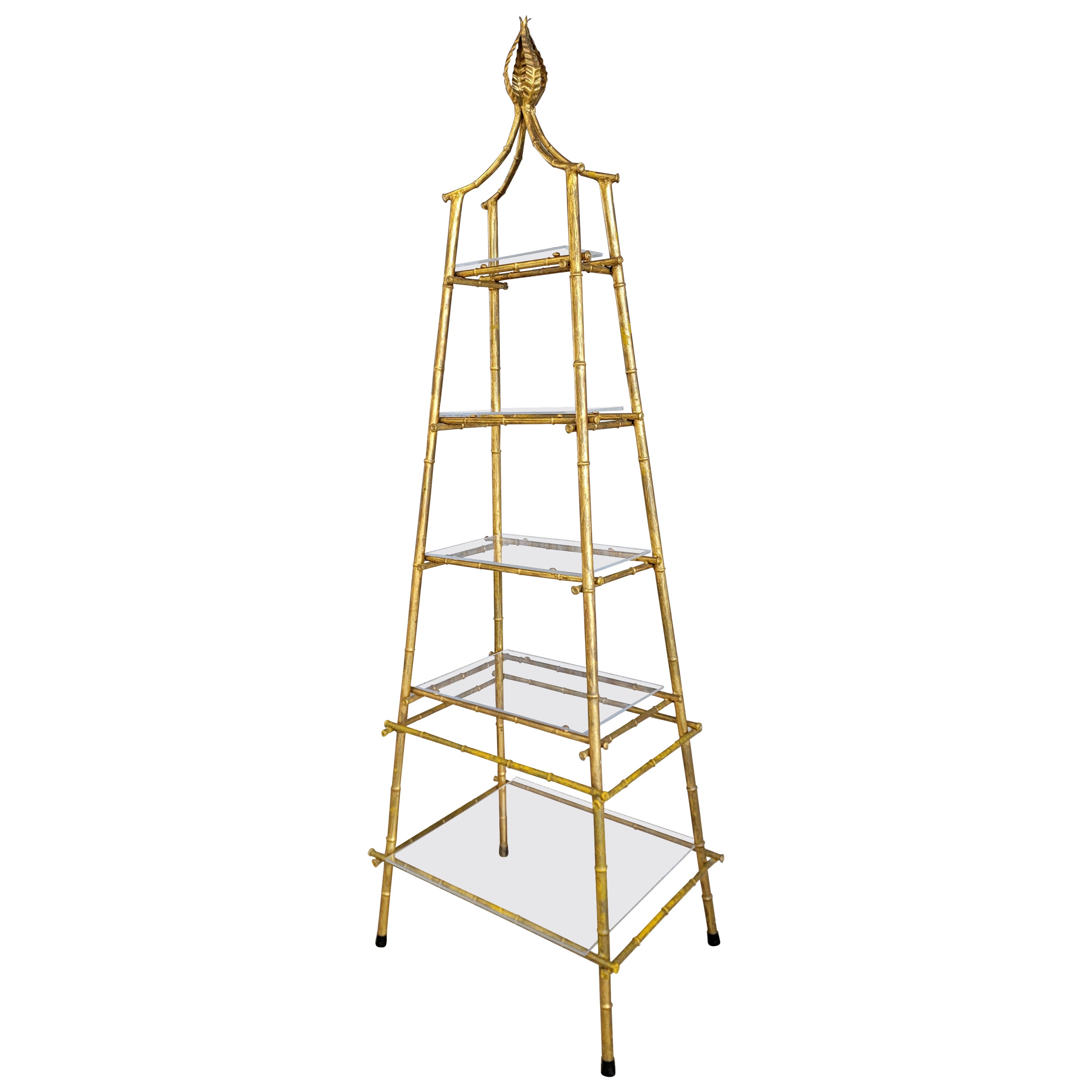 Gilt Metal Faux Bamboo Hollywood Regency Etagere'
