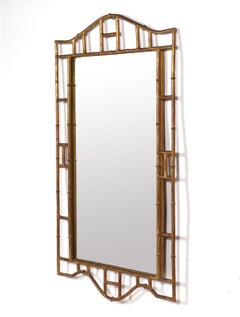 Gilt Metal Faux Bamboo Mirror Chinoiserie 46" height x 28" width