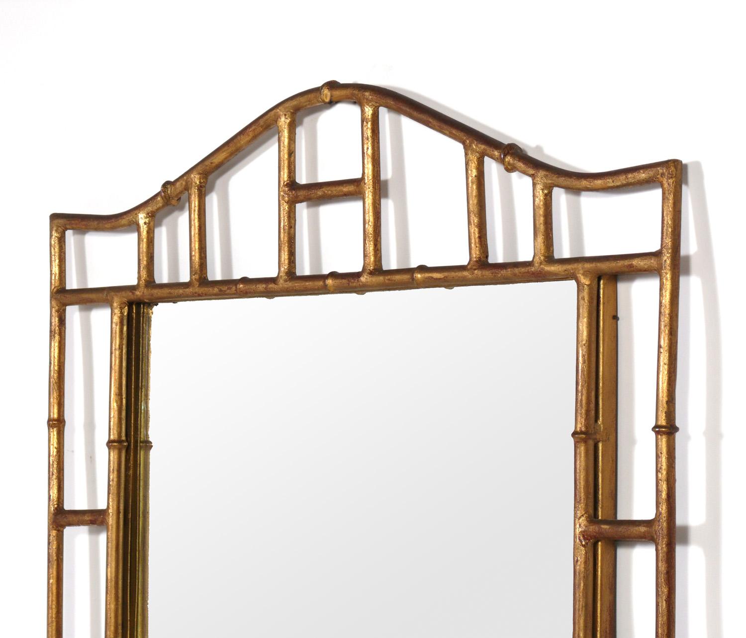 Italian Gilt Metal Faux Bamboo Mirror Chinoiserie 46