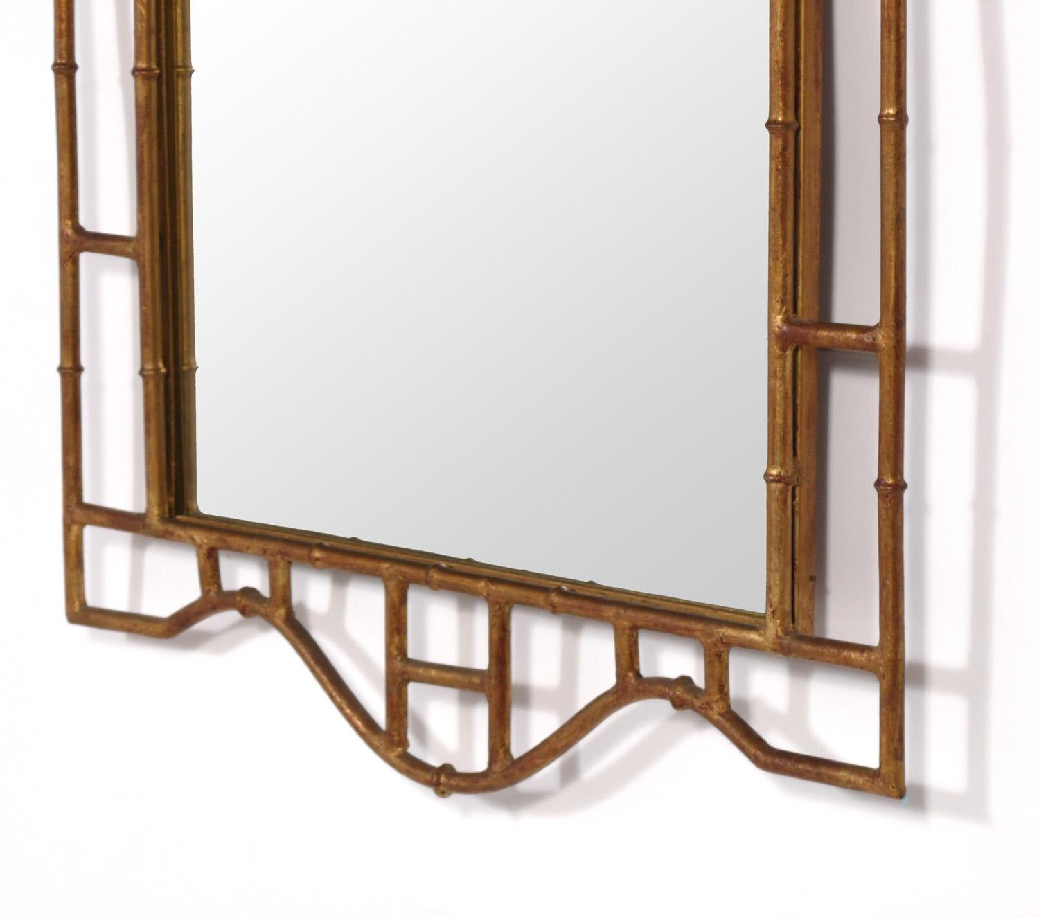 Gilt Metal Faux Bamboo Mirror Chinoiserie 46