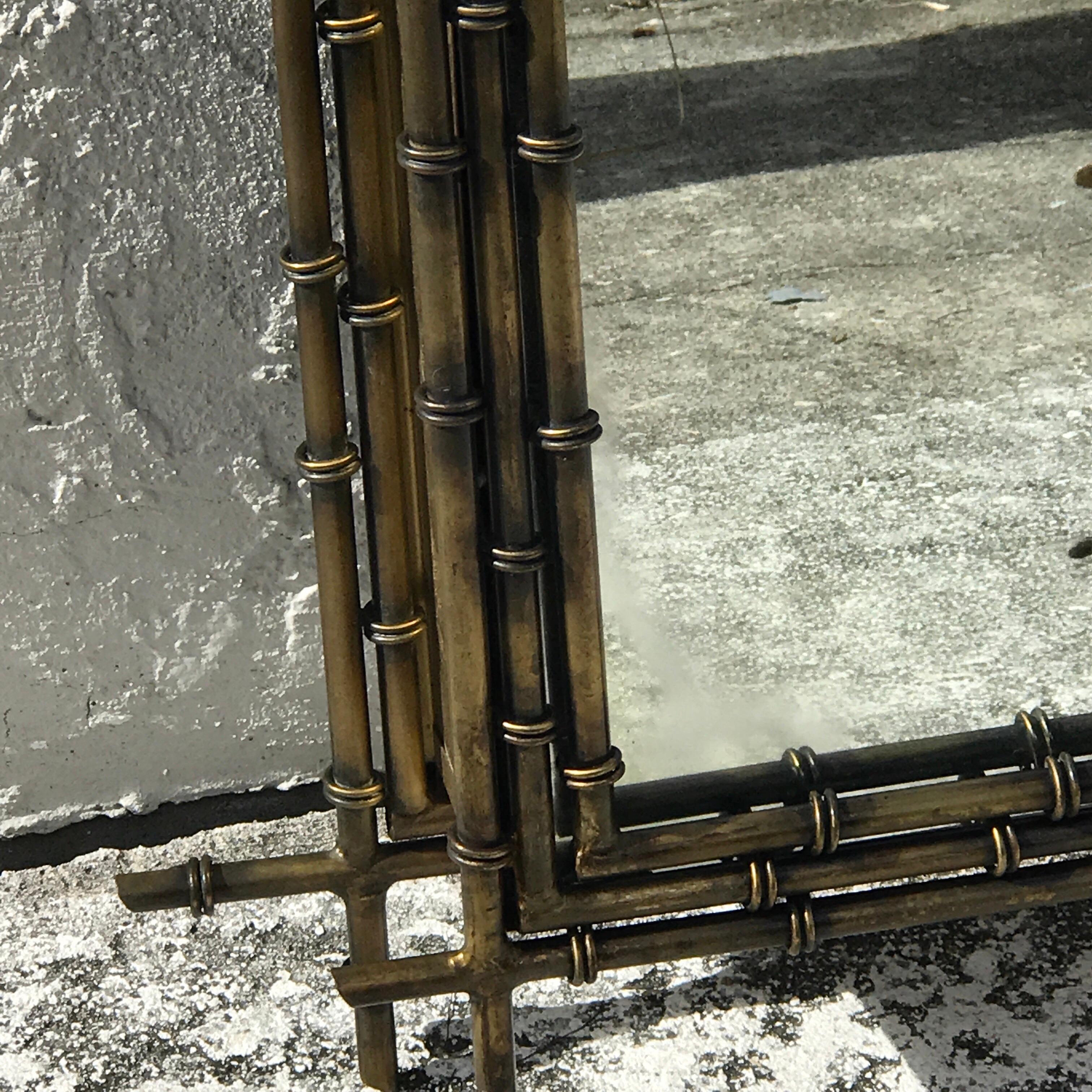 Gilt Metal Faux Bamboo Mirror 2