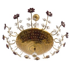 Gilt Metal Fixture with Amethyst Crystal Flowers