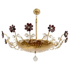 Gilt Metal Fixture with Amethyst Crystal Flowers
