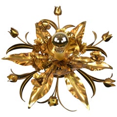 Gilt Metal Flower Flushmount or Floral Wall Light