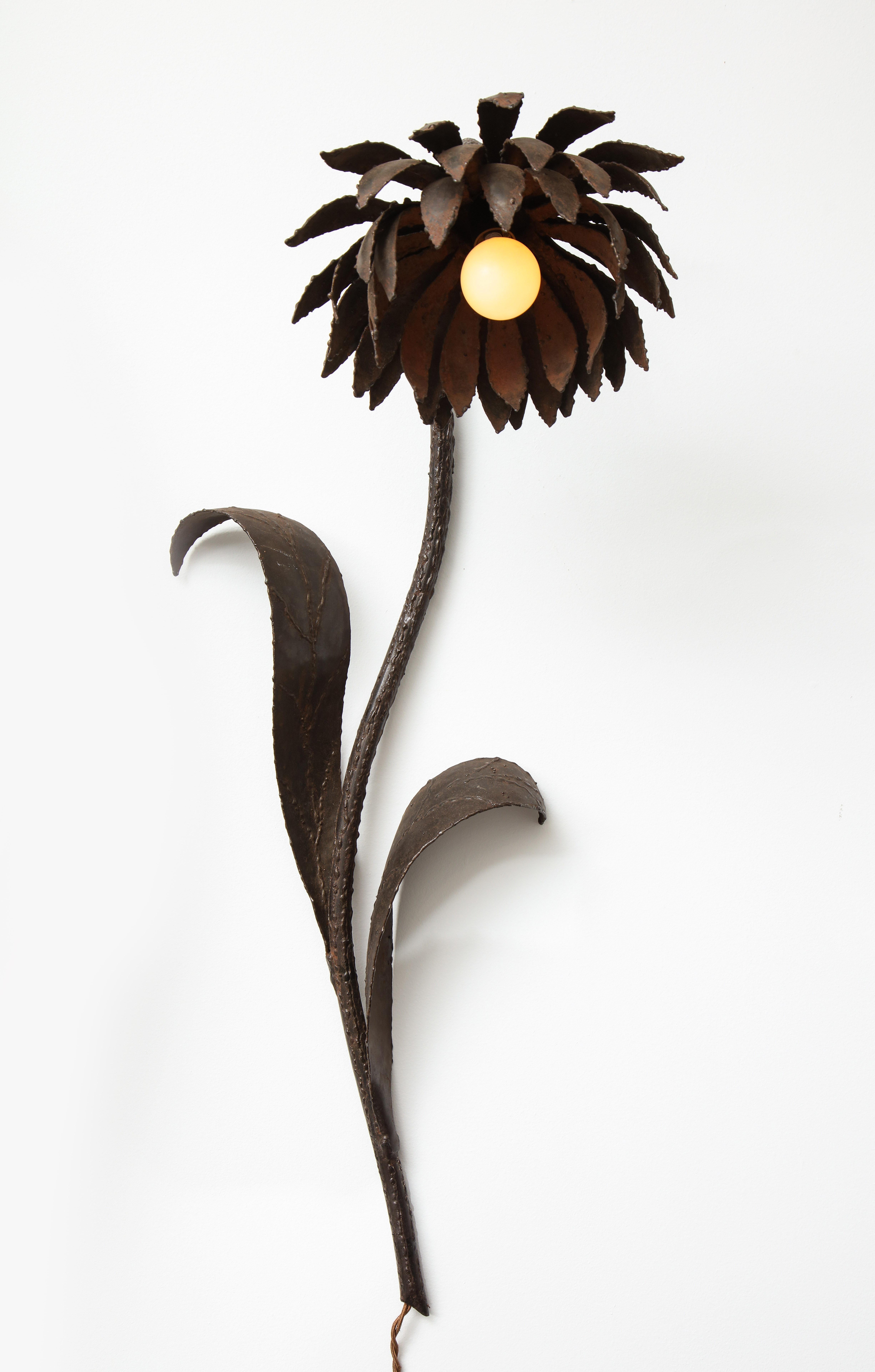 Gilt Metal Flower Sconce For Sale 6
