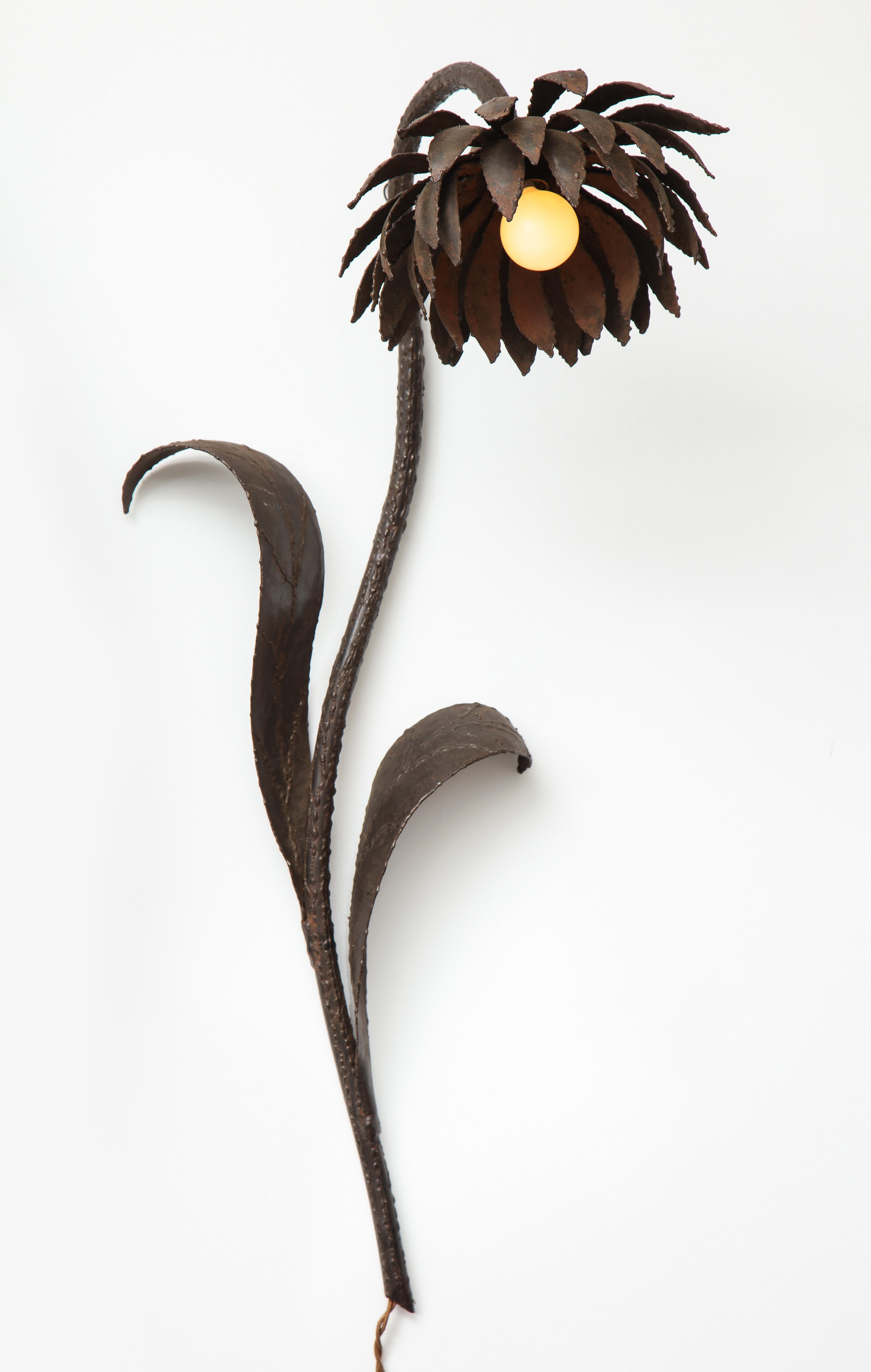 French Gilt Metal Flower Sconce For Sale
