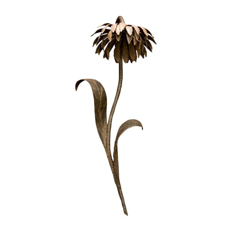 Gilt Metal Flower Sconce For Sale