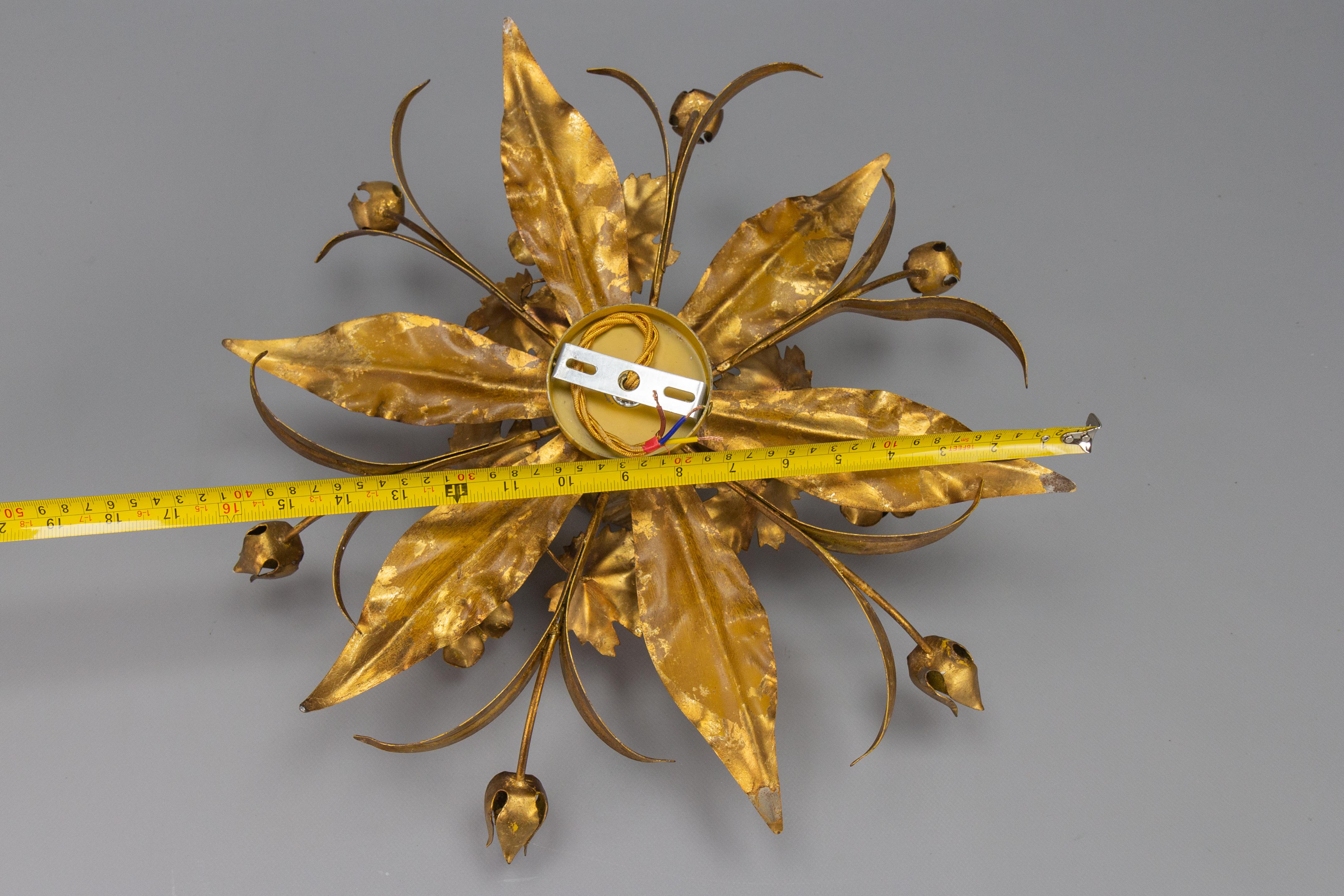 Gilt Metal Flower Shaped Flush Mount or Wall Lamp by Hans Kögl, 1970s For Sale 7
