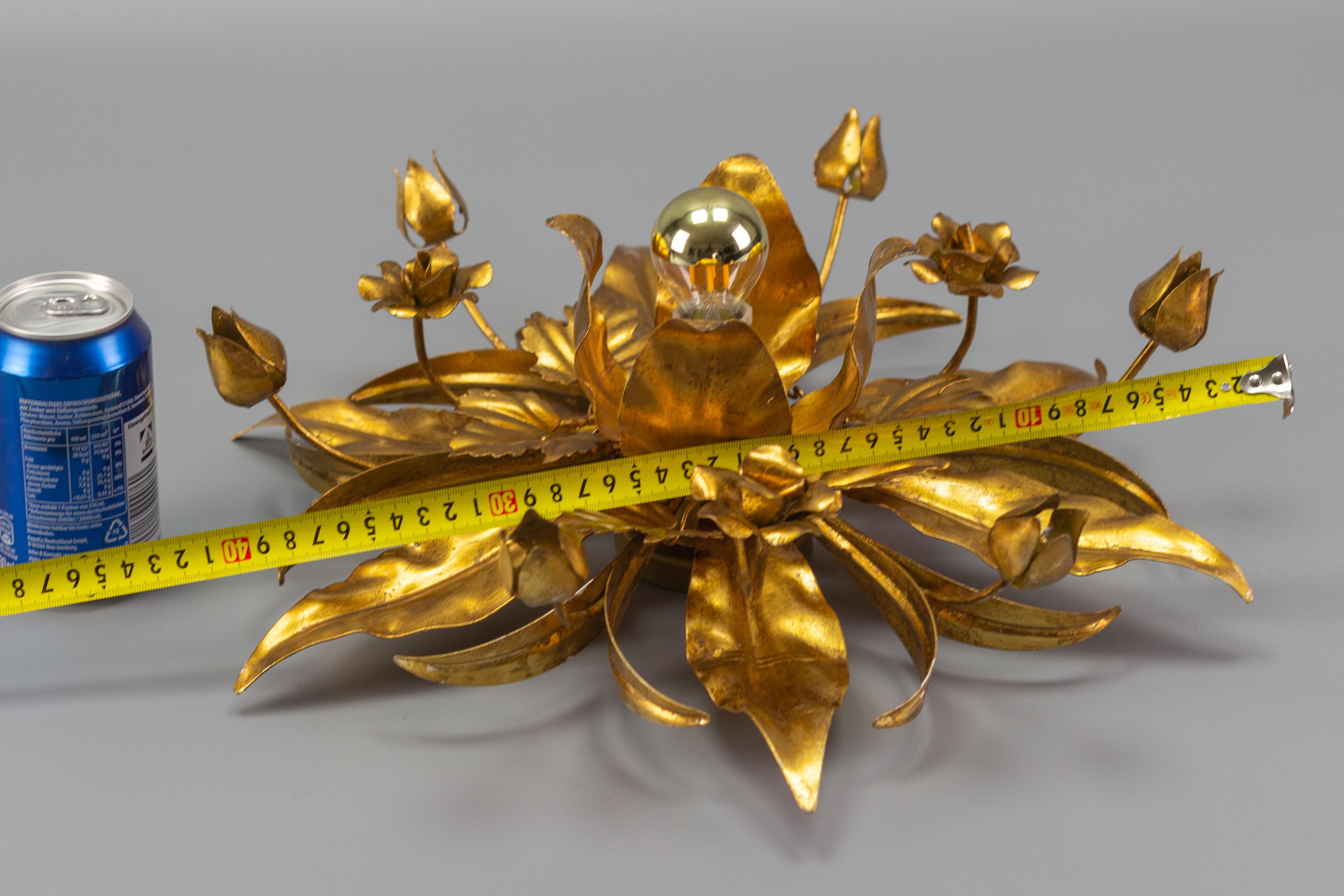 Gilt Metal Flower Shaped Flush Mount or Wall Light by Hans Kögl 7