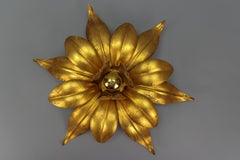 Gilt Metal Flower Shaped Four-Light Flush Mount or Wall Light