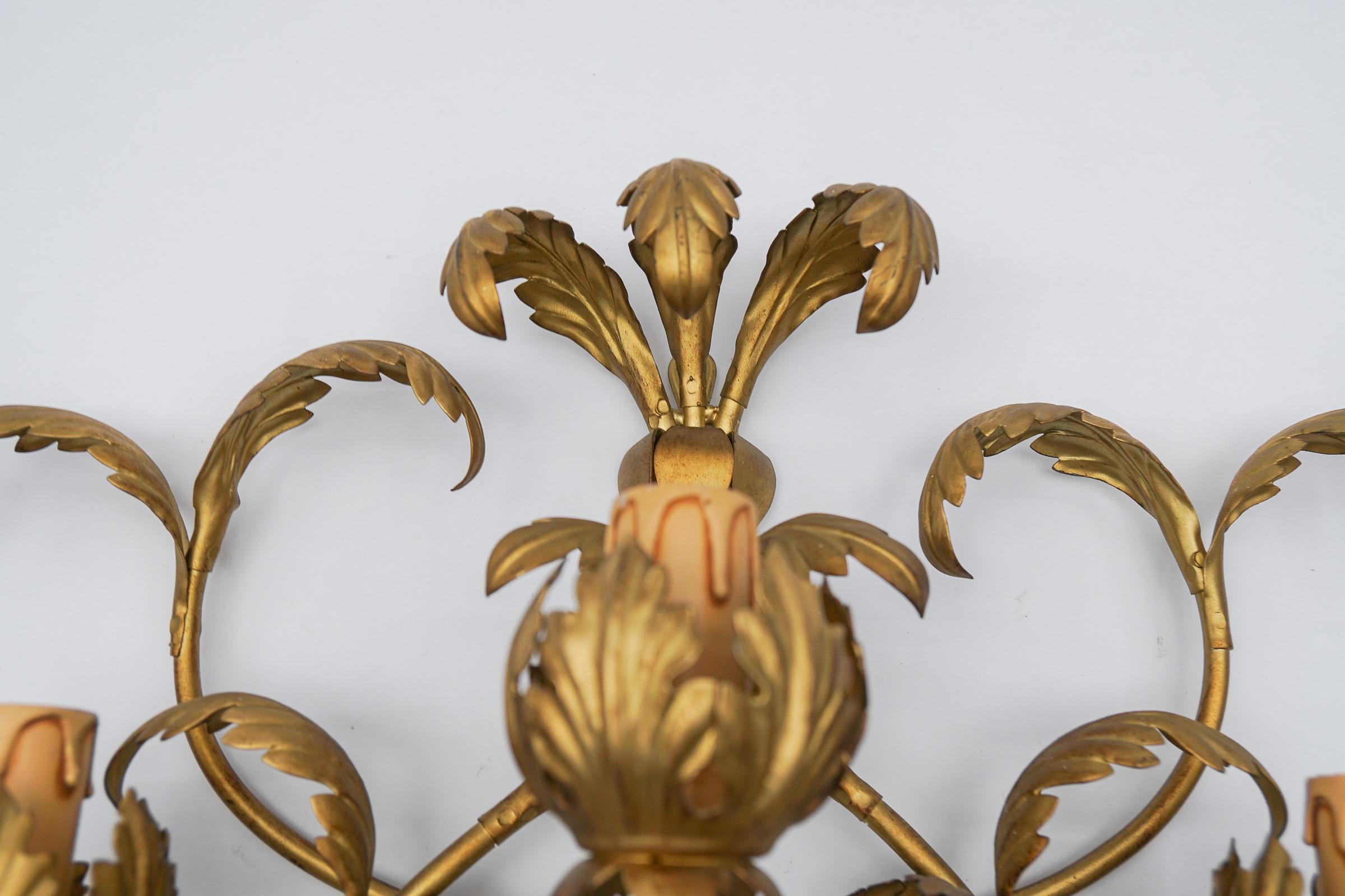 Gilt Metal Flower Wall Light Sconce by Hans Kögl, Germany For Sale 5