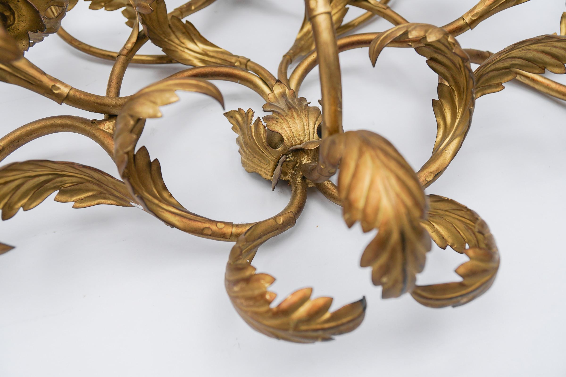 Gilt Metal Flower Wall Light Sconce by Hans Kögl, Germany For Sale 3