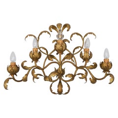 Lámpara de pared Flor de metal dorado de Hans Kögl, Alemania