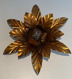 Gilt Metal Flower Wall Lights or Ceiling Light in the Style of Maison Jansen