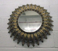 Gilt Metal French Round Eyelash Mirror