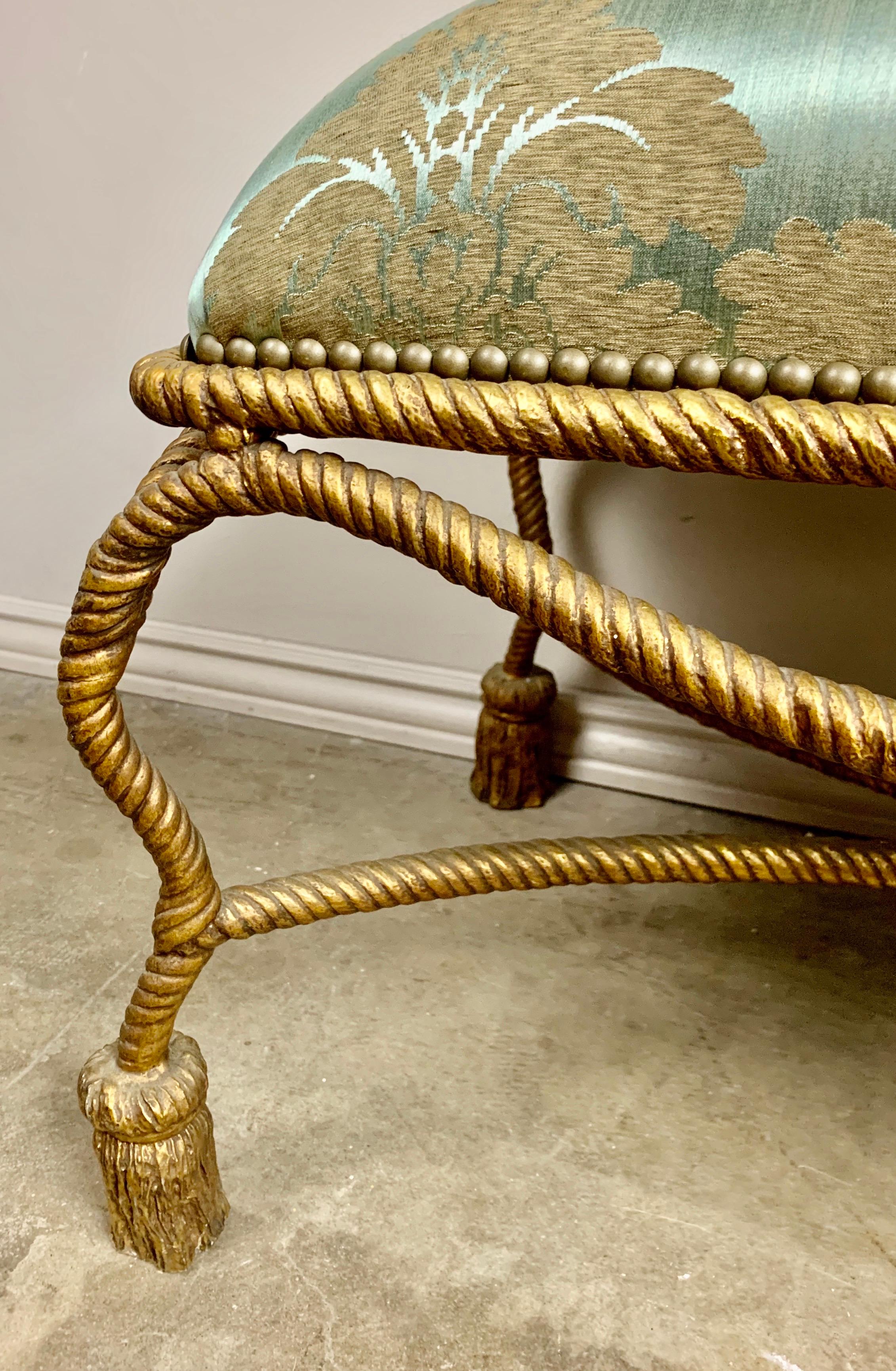 Mid-20th Century Gilt Metal French Tassel Bench, circa 1940s