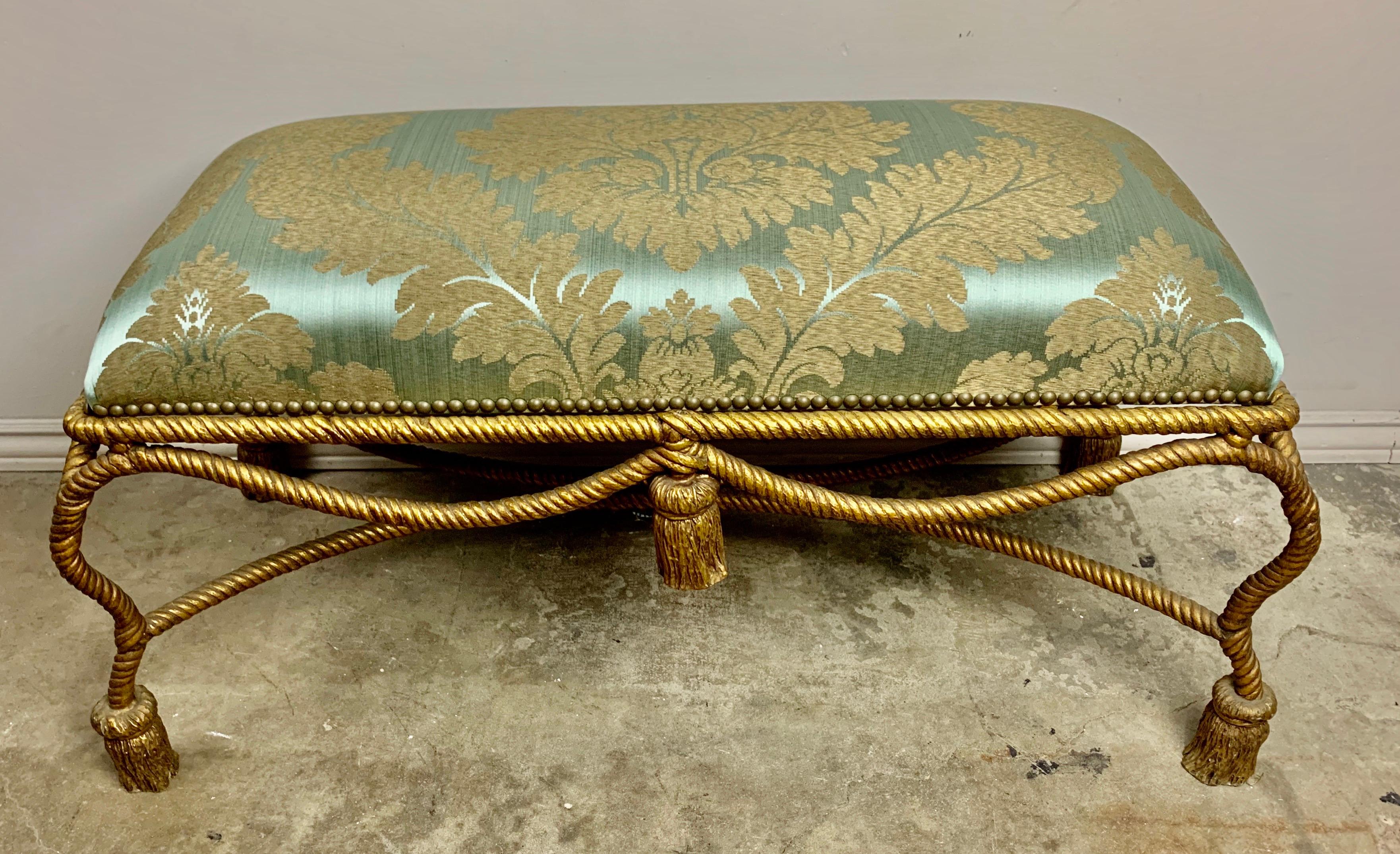 Gilt Metal French Tassel Bench, circa 1940s 2