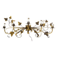 Vintage Gilt Metal Grape Leaf 5 Candles Style Decorative Sconce Wall Light Fixture Italy