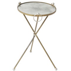 Gilt Metal Gueridon with Mirrored Top in the Manner of Jean Michel Frank