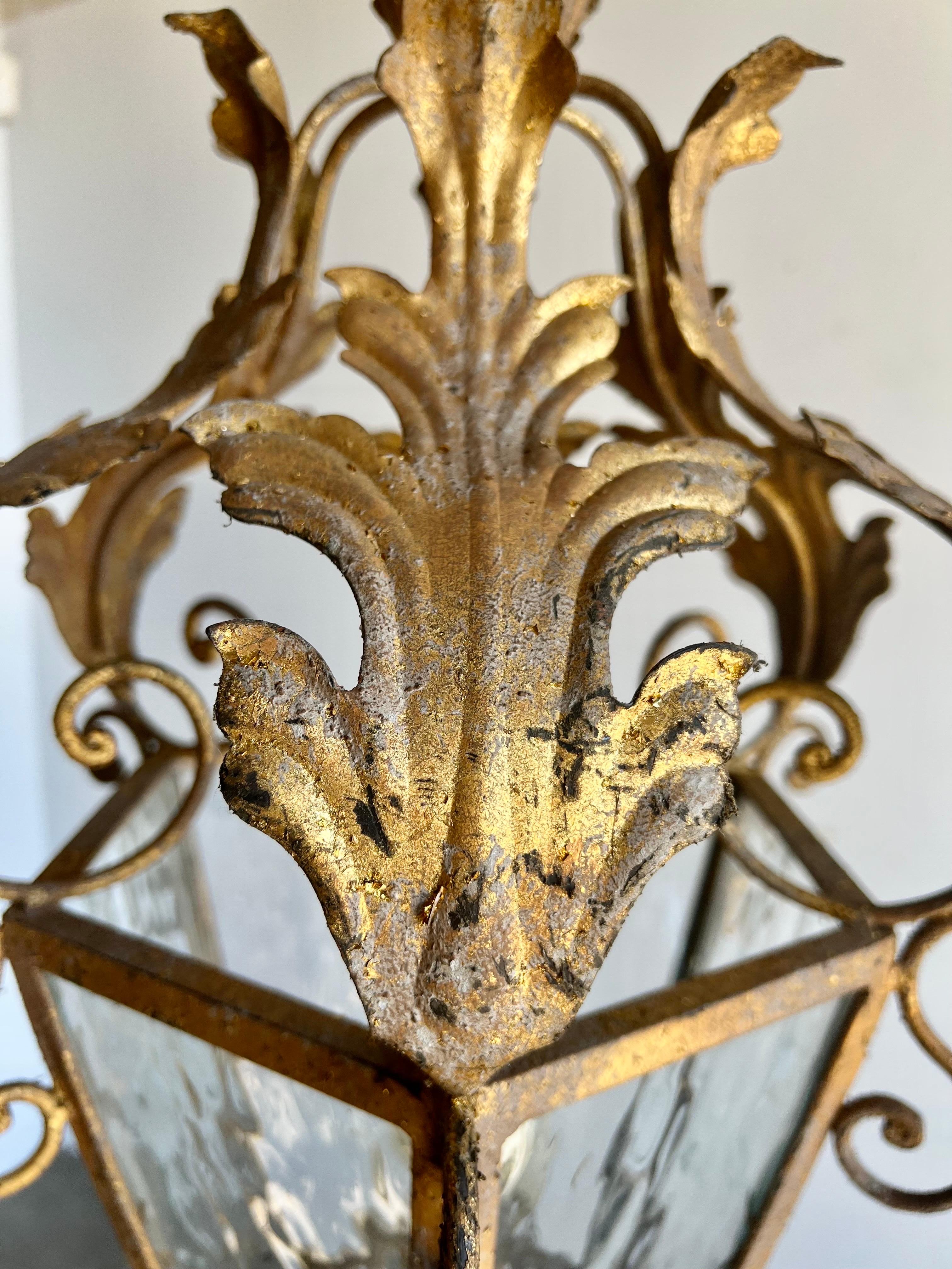 Baroque Gilt Metal Italian Lantern C. 1930's