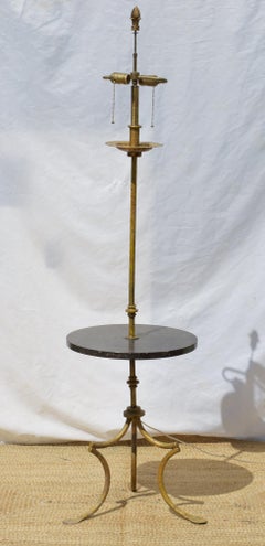 Gilt Metal Italian Midcentury Floor Lamp with Marble Gallery