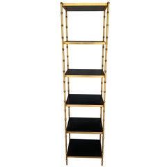 Gilt Metal & Lacquered Faux Bamboo Étagère in the Style of Maison Jansen